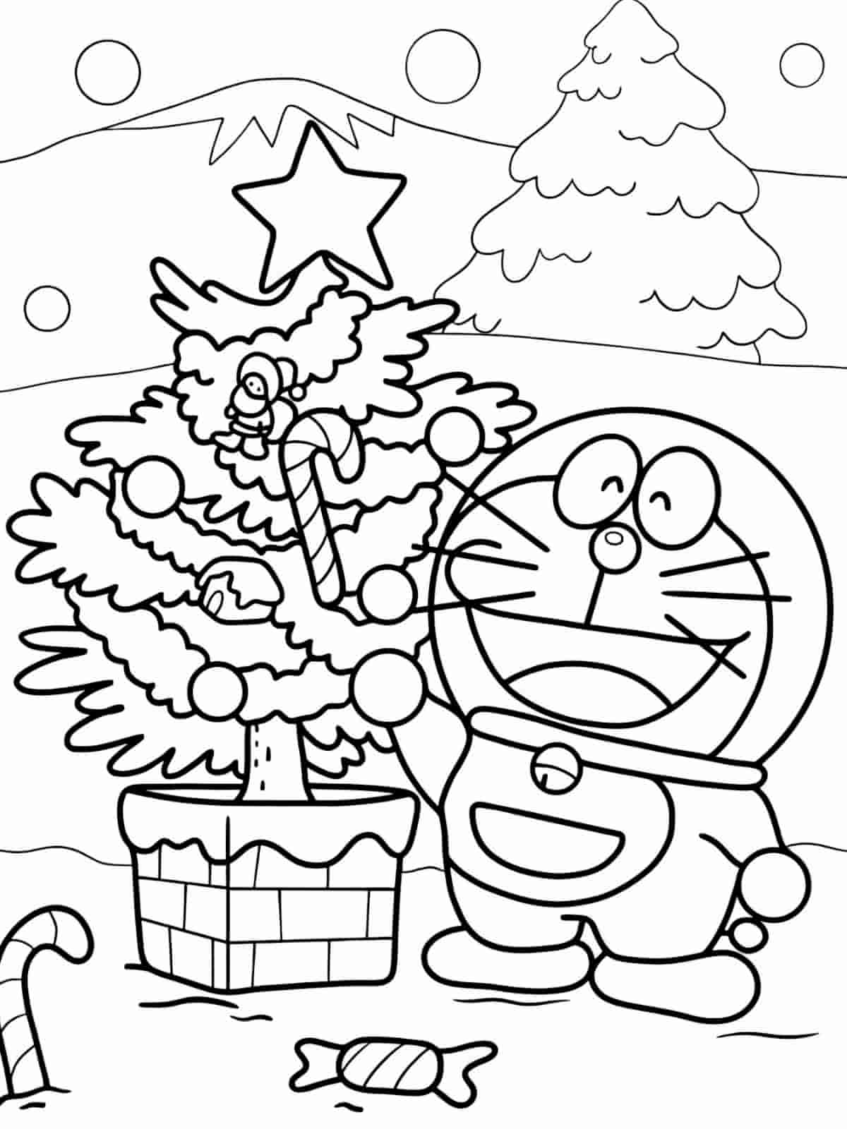 Doraemon With Dokodemo Door Coloring Pages