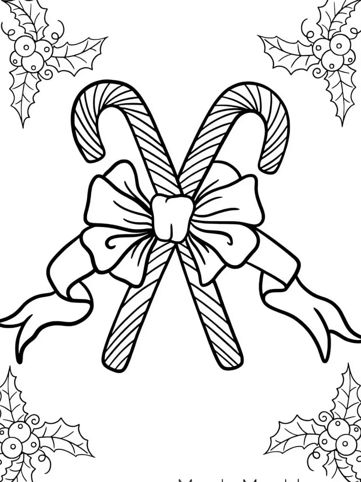 Easy Candy Cane Coloring Pages