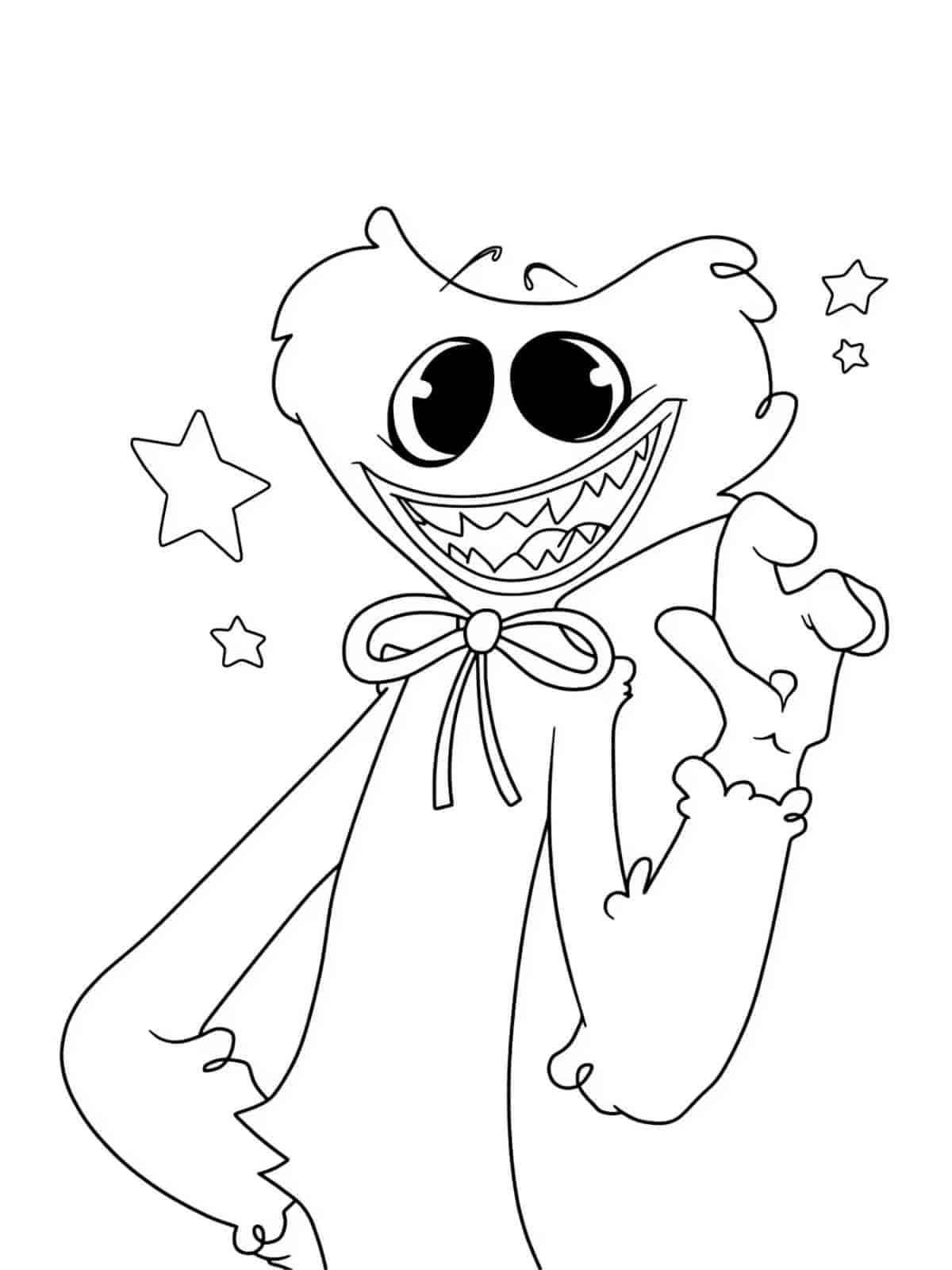 Easy Huggy Wuggy Coloring Pages For Kids