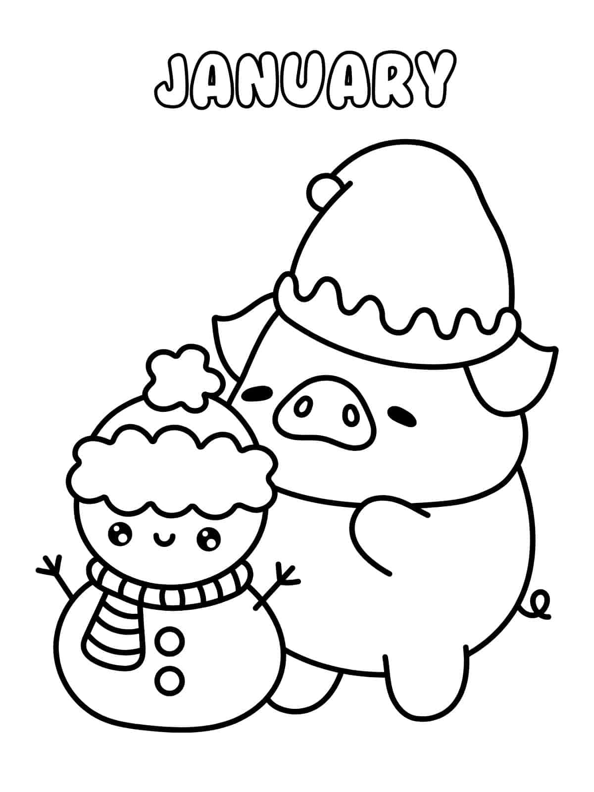 Easy January Coloring Pages For Kids