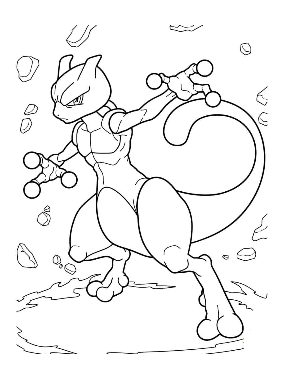 Easy Mewtwo Coloring Pages For Kids