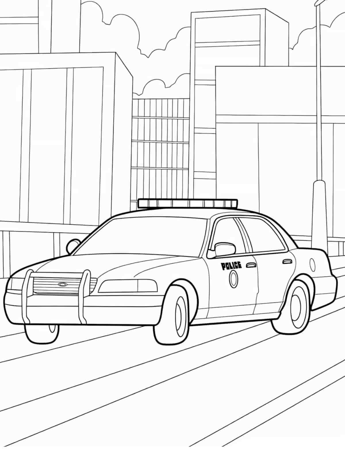 Emergency Police Car Coloring Page