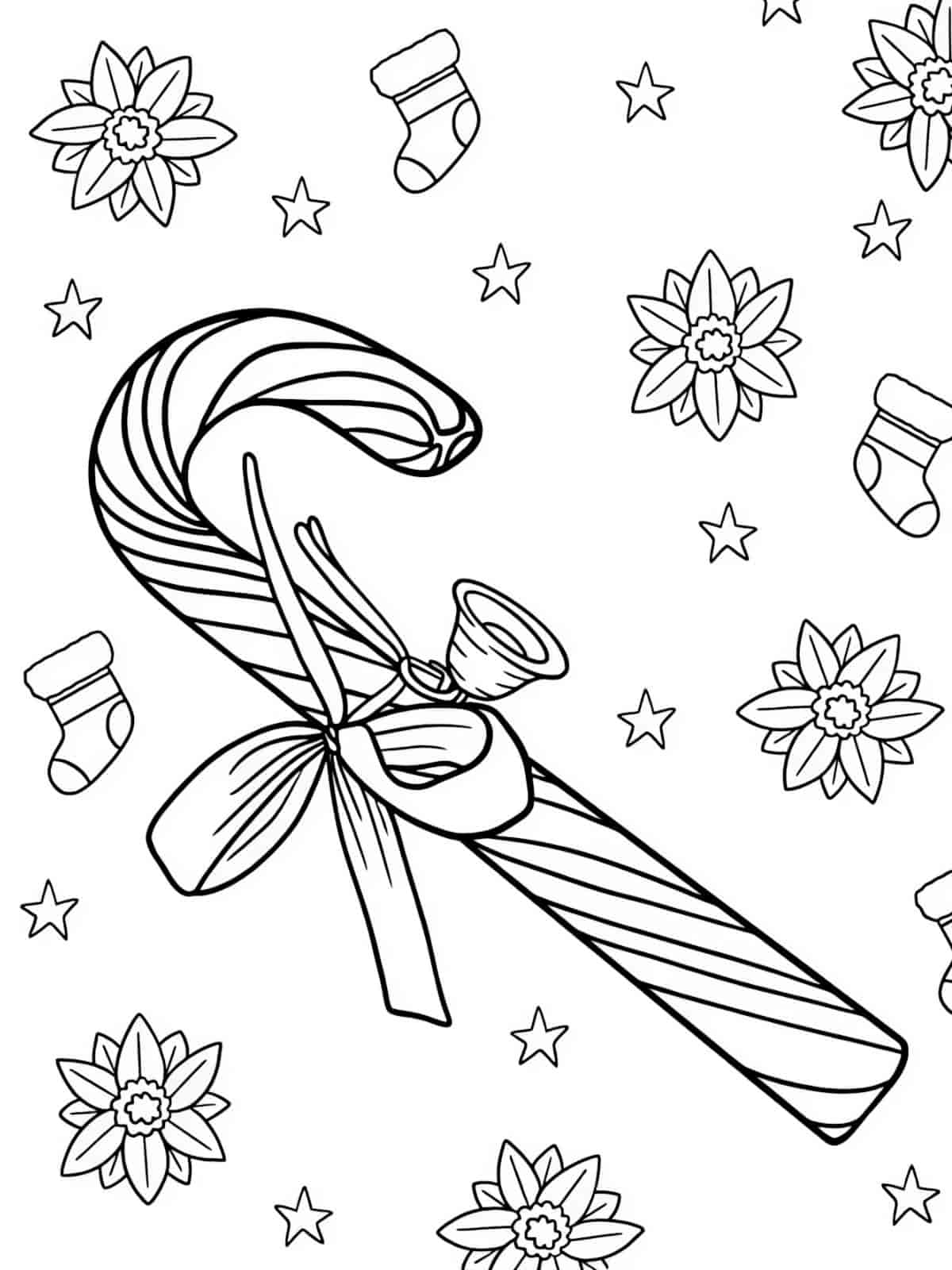 Free Candy Cane Coloring Page