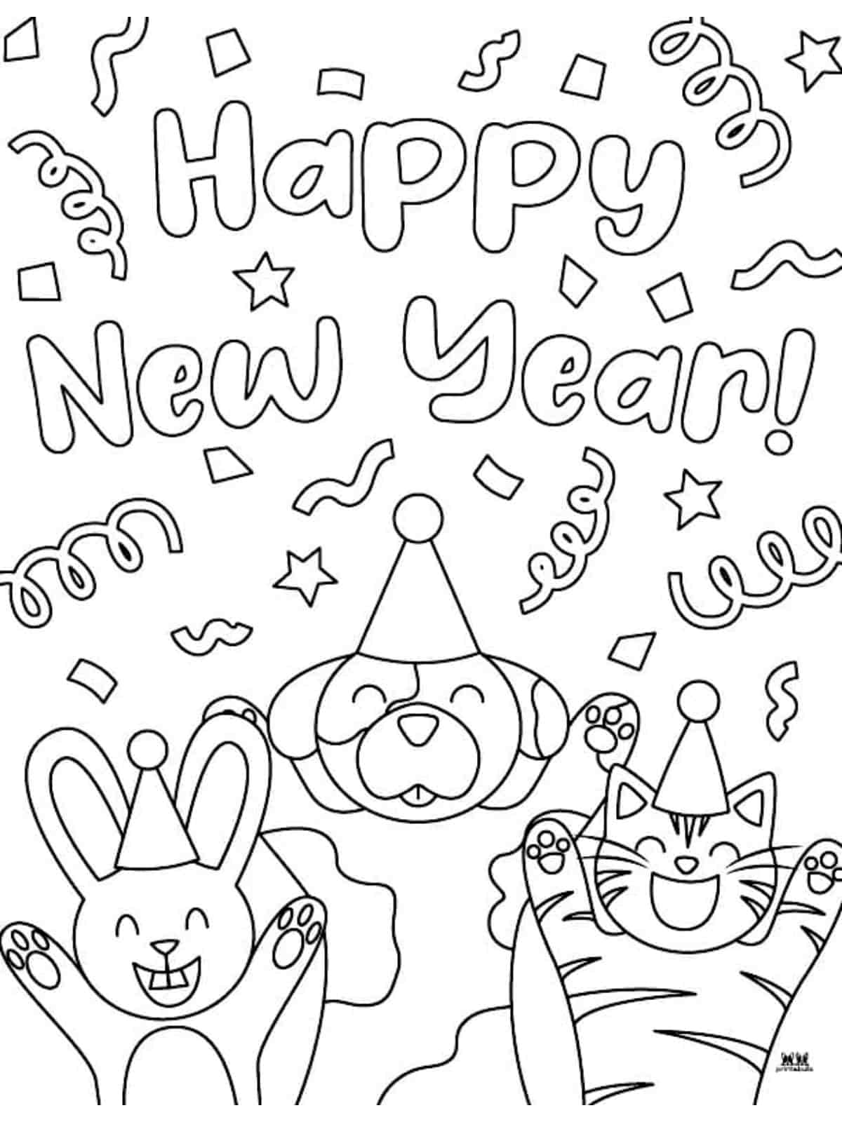 Free Happy New Year Coloring Pages To Print