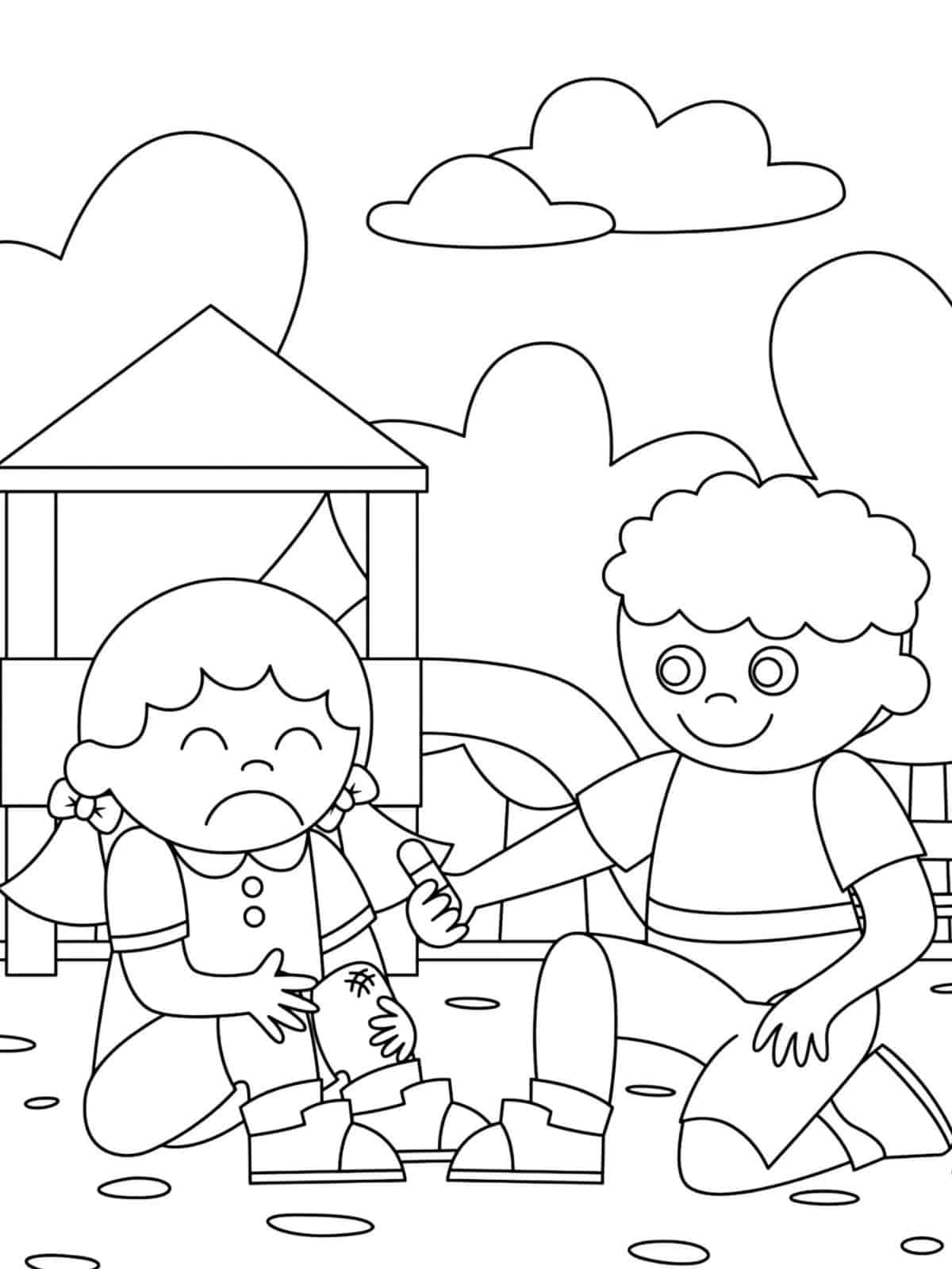 Friends Help Together Coloring Pages