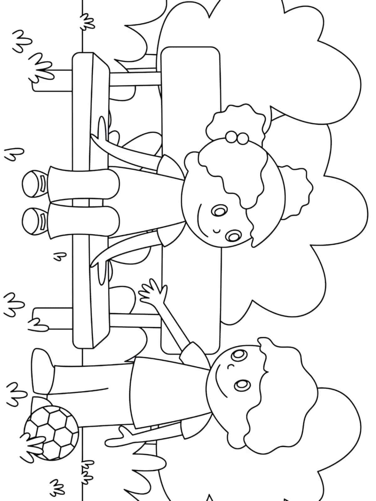 Friends Sharing Toys Coloring Page