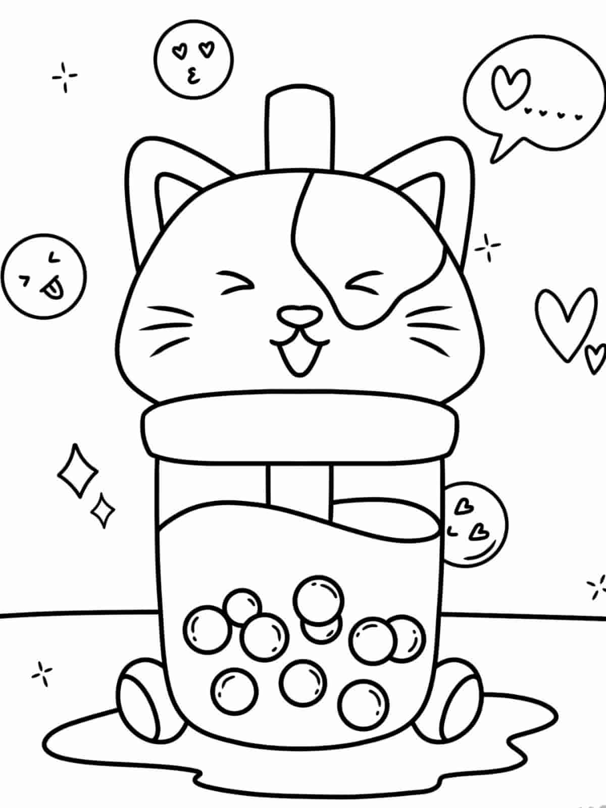 Fruit Flavored Boba Tea Coloring Pages