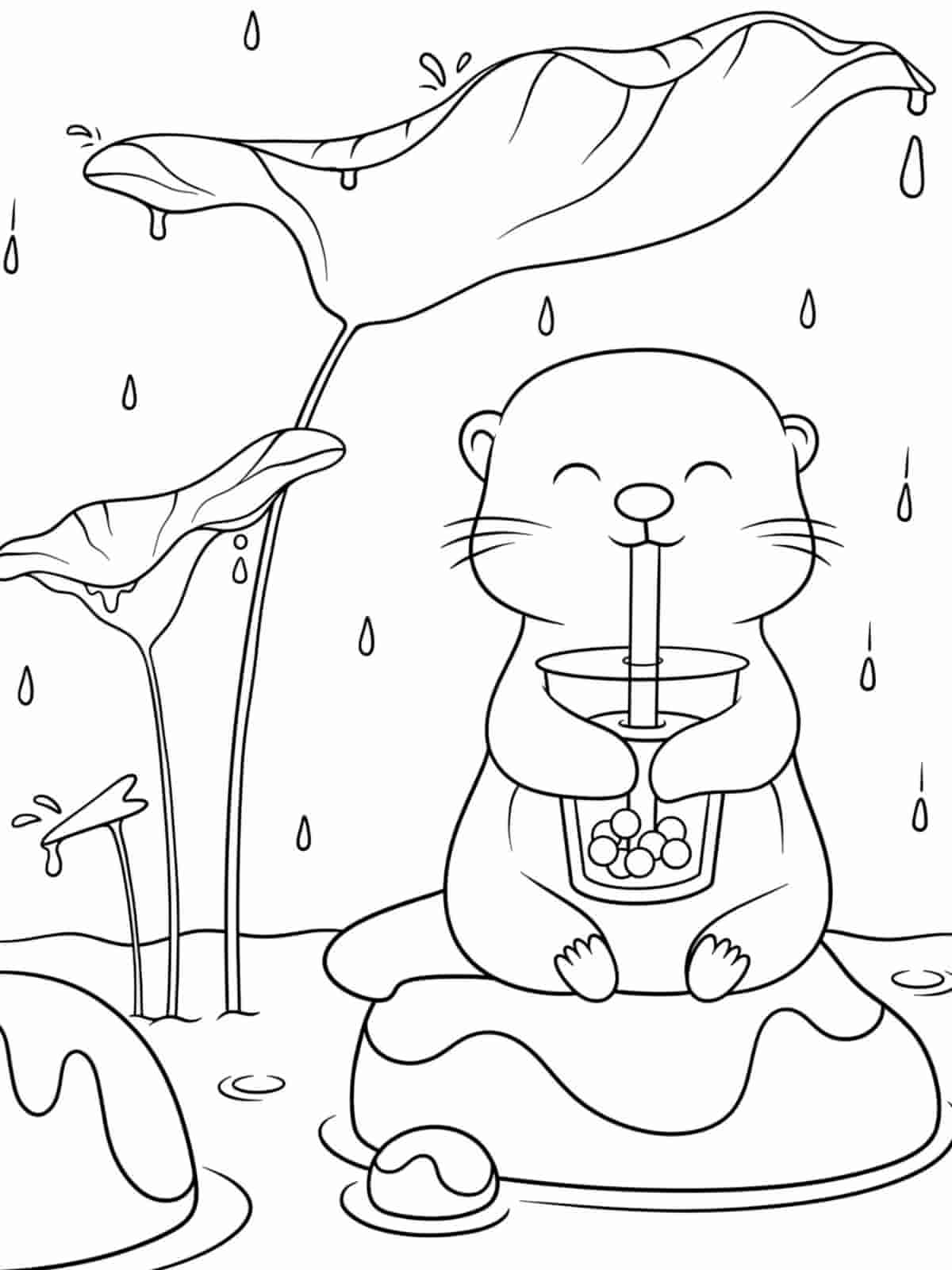 Funny Boba Tea Coloring Pages