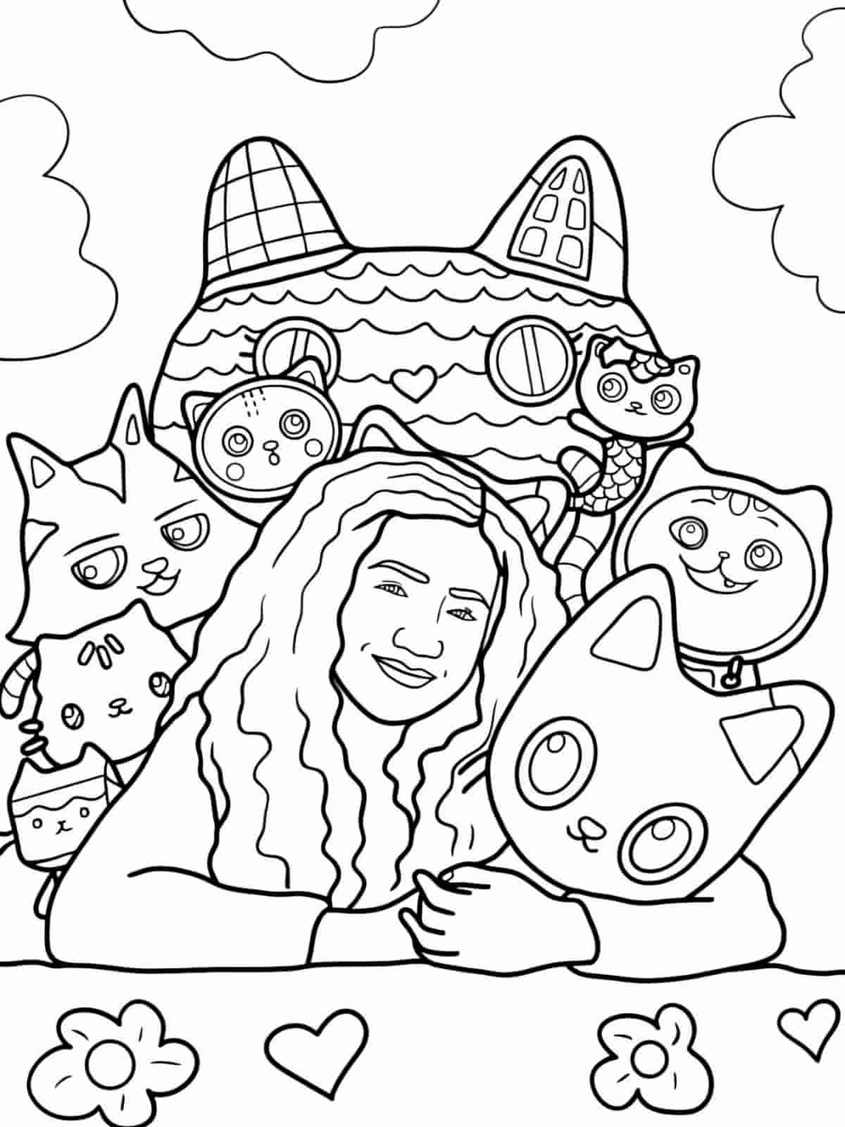 Gabbys Dollhouse Cakey Cat Coloring Pages For Kids