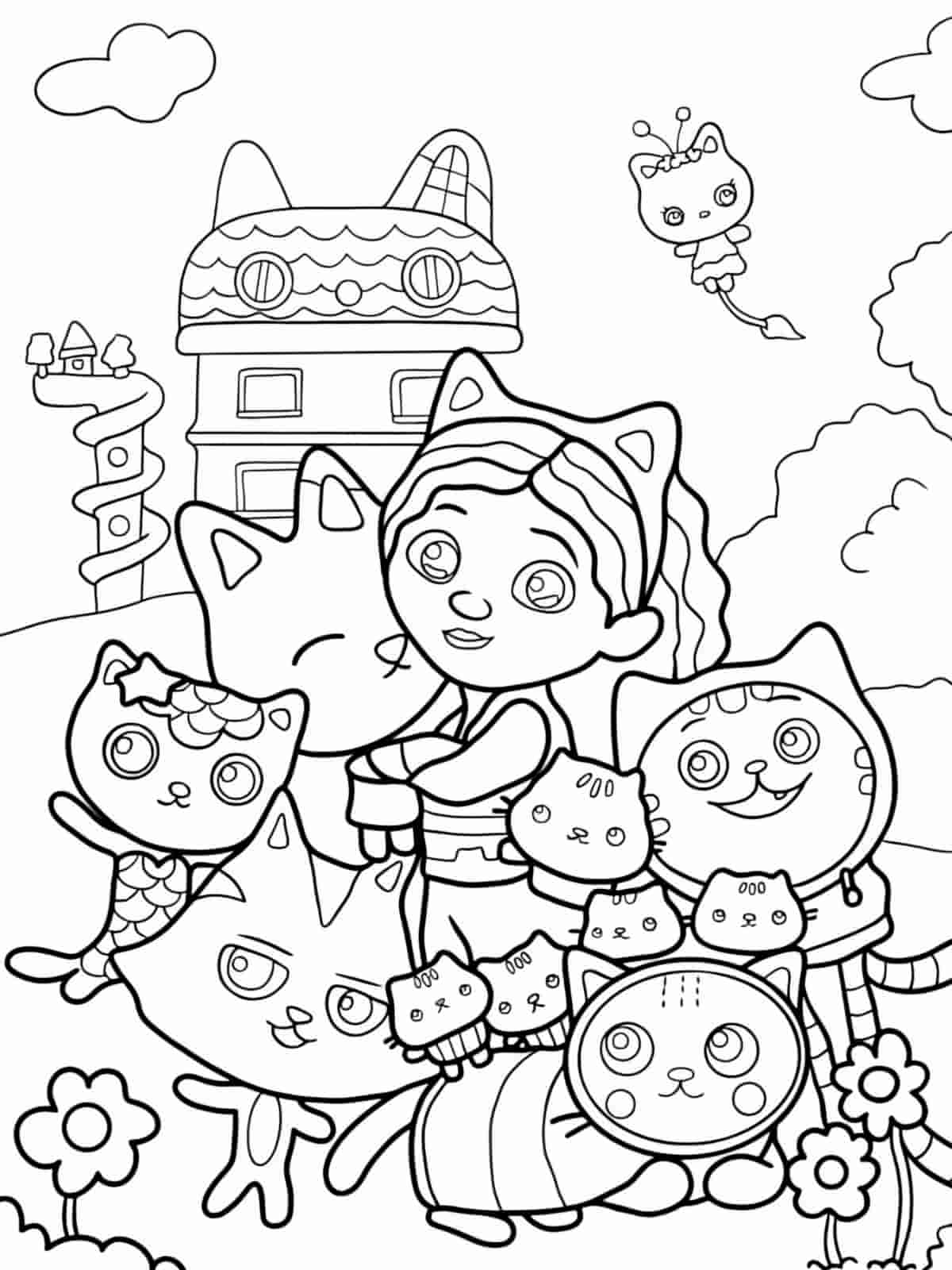 Gabbys Dollhouse In Garden Coloring Pages For Kids