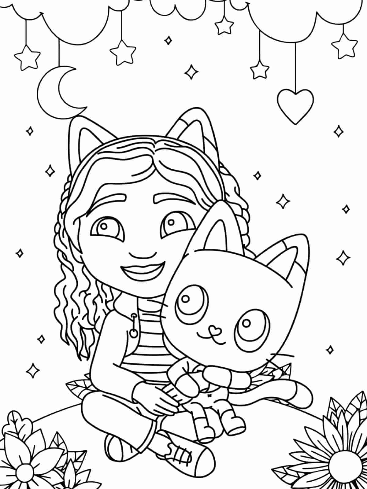 Gabbys Dollhouse With Hearts Coloring Pages For Kids