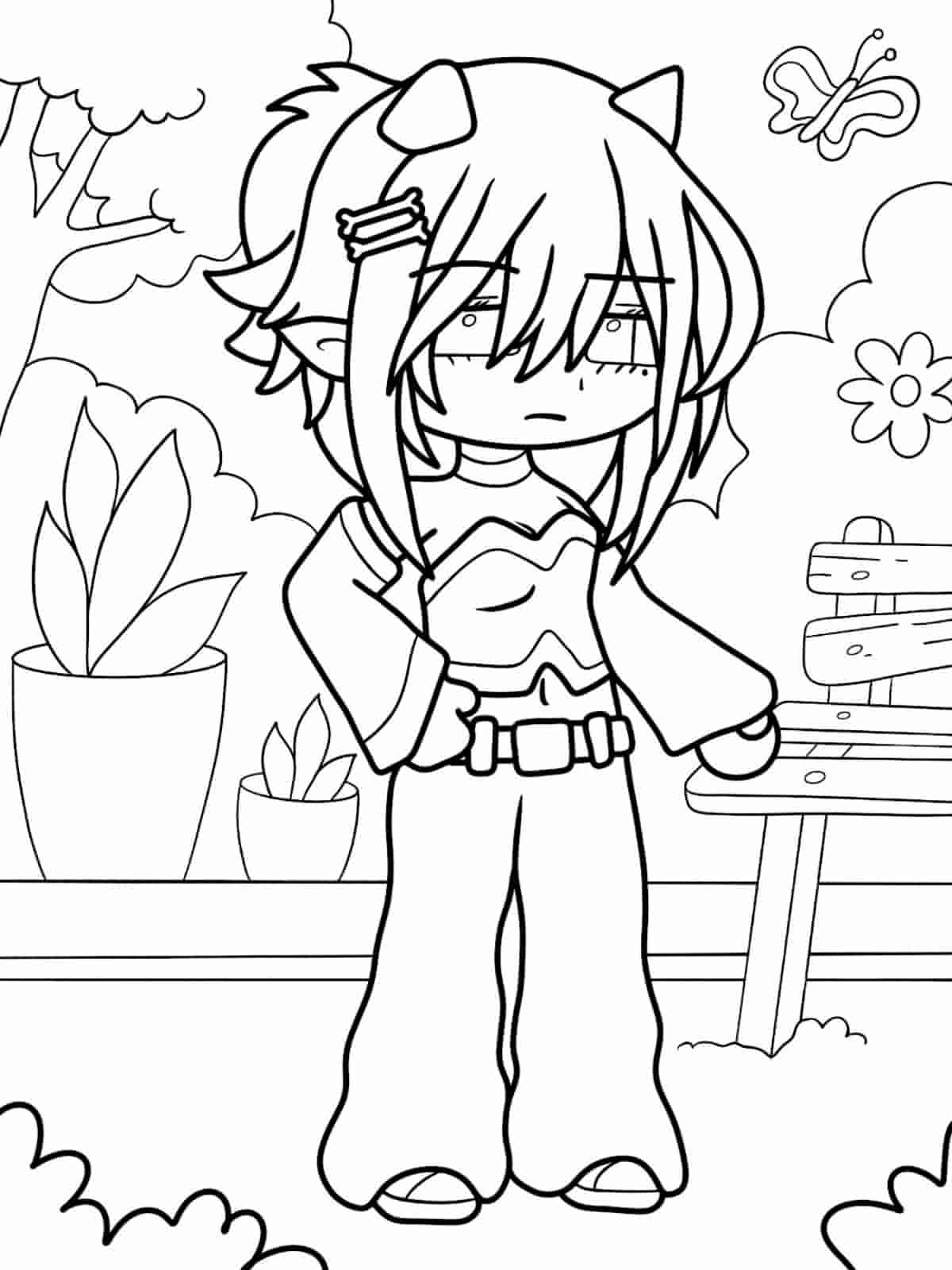 Gacha Life Beach Day Coloring Pages