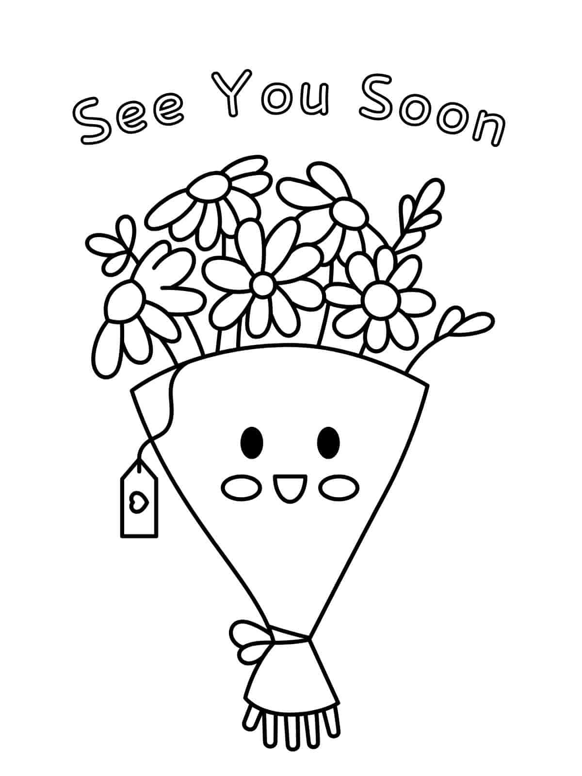 Get Well Soon Flower Smiles Coloring Pages