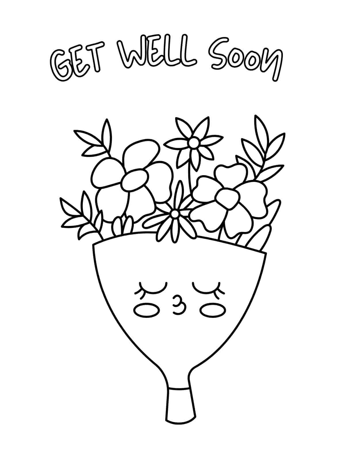 Get Well Soon Flowers Coloring Sheets