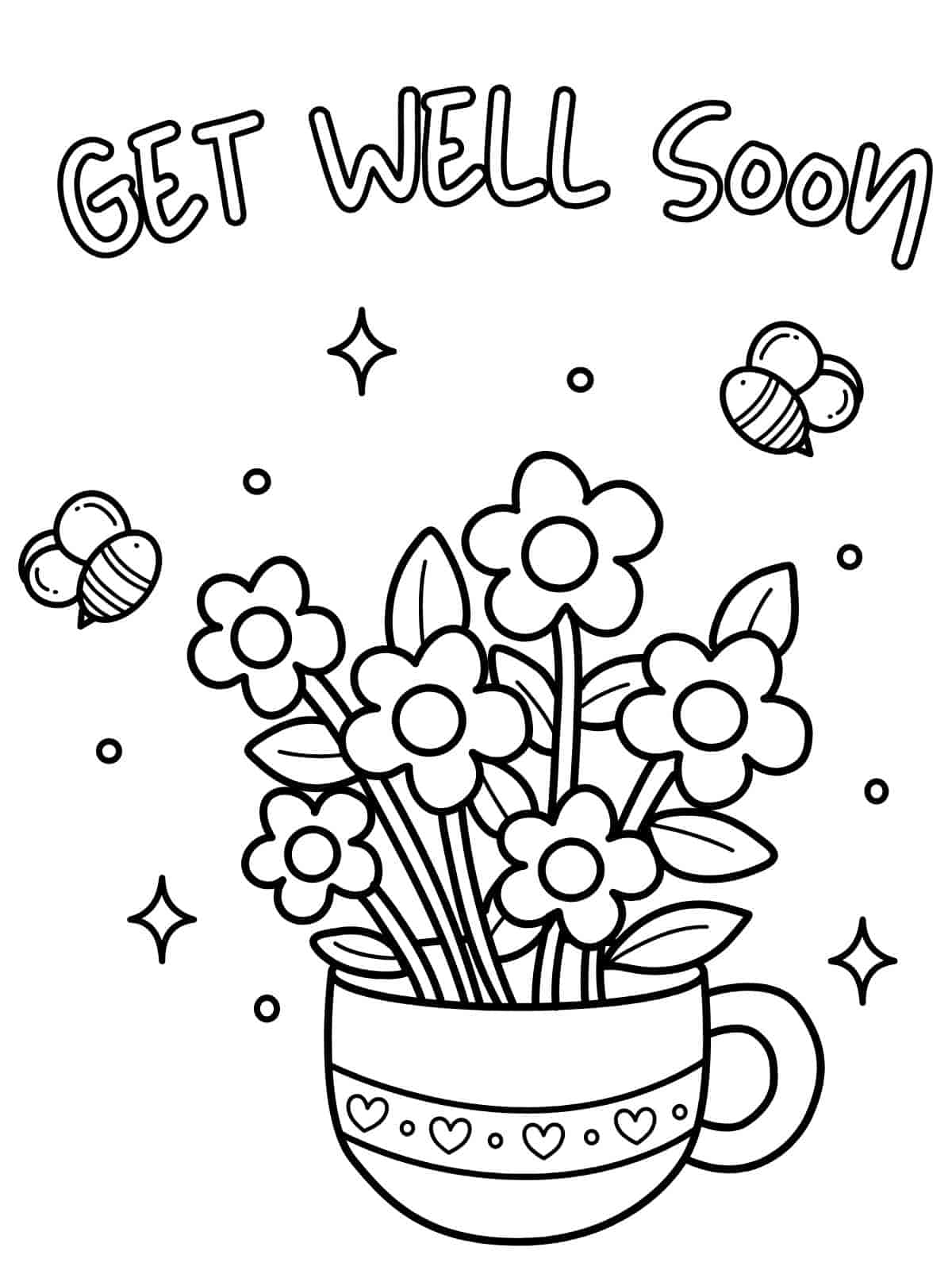 Get Well Soon Hugs Coloring Pages For Kids