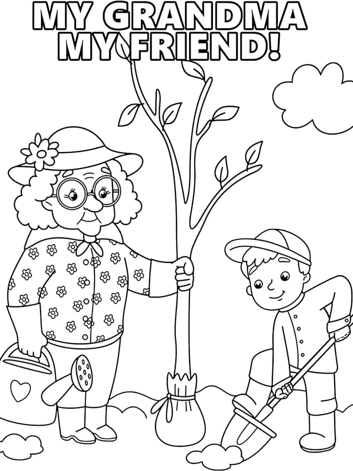 Grandma And Grandson Coloring Pages