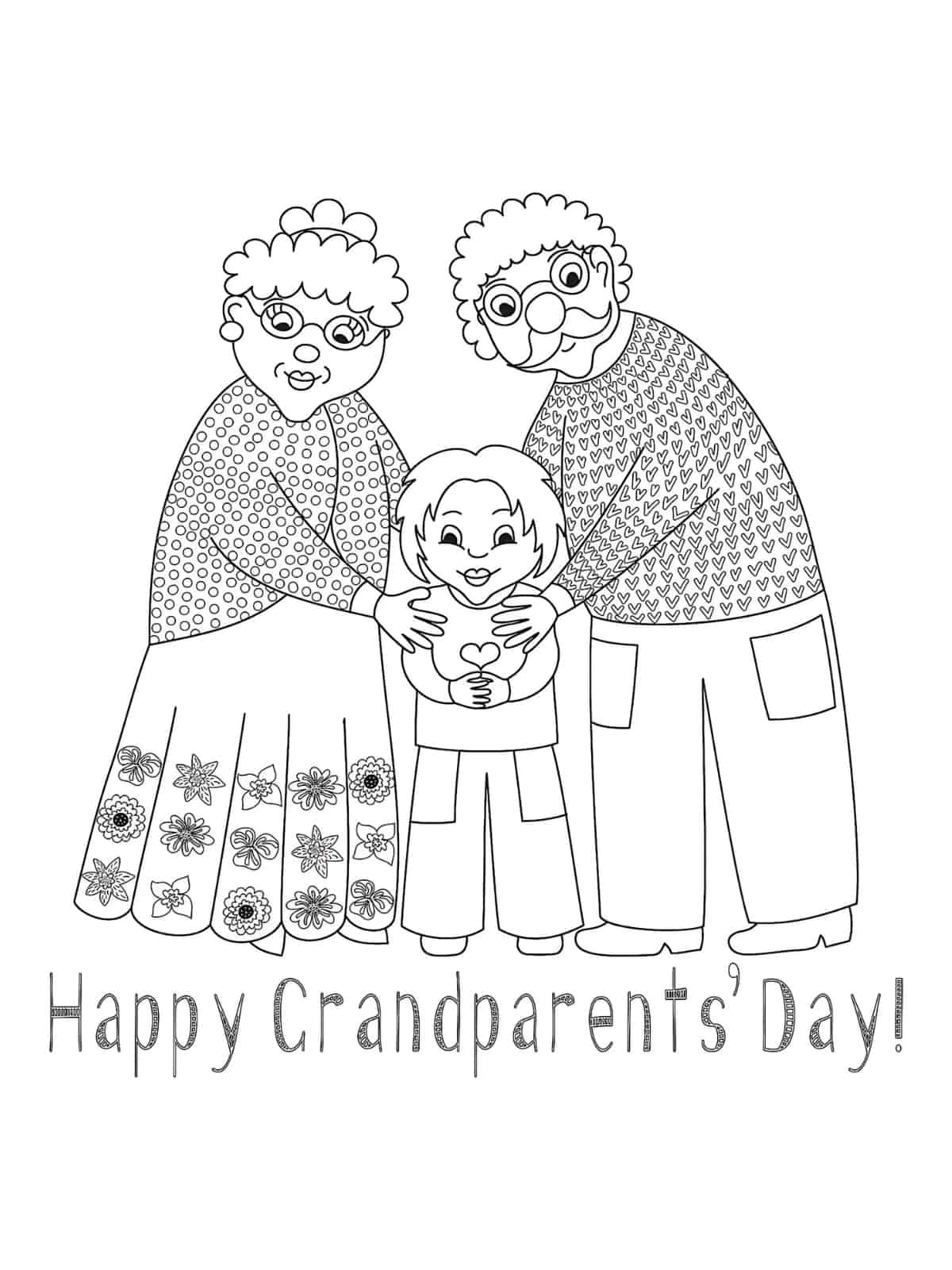 Grandparents Day Affection Coloring Page