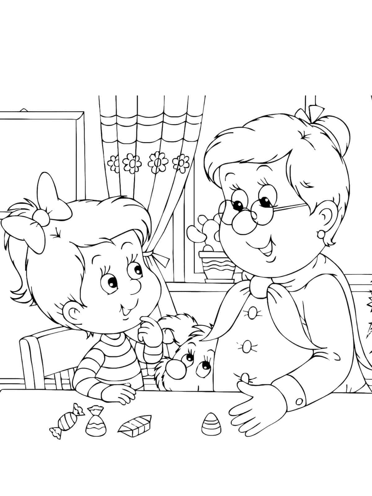 Grandparents Day Happiness Coloring Page