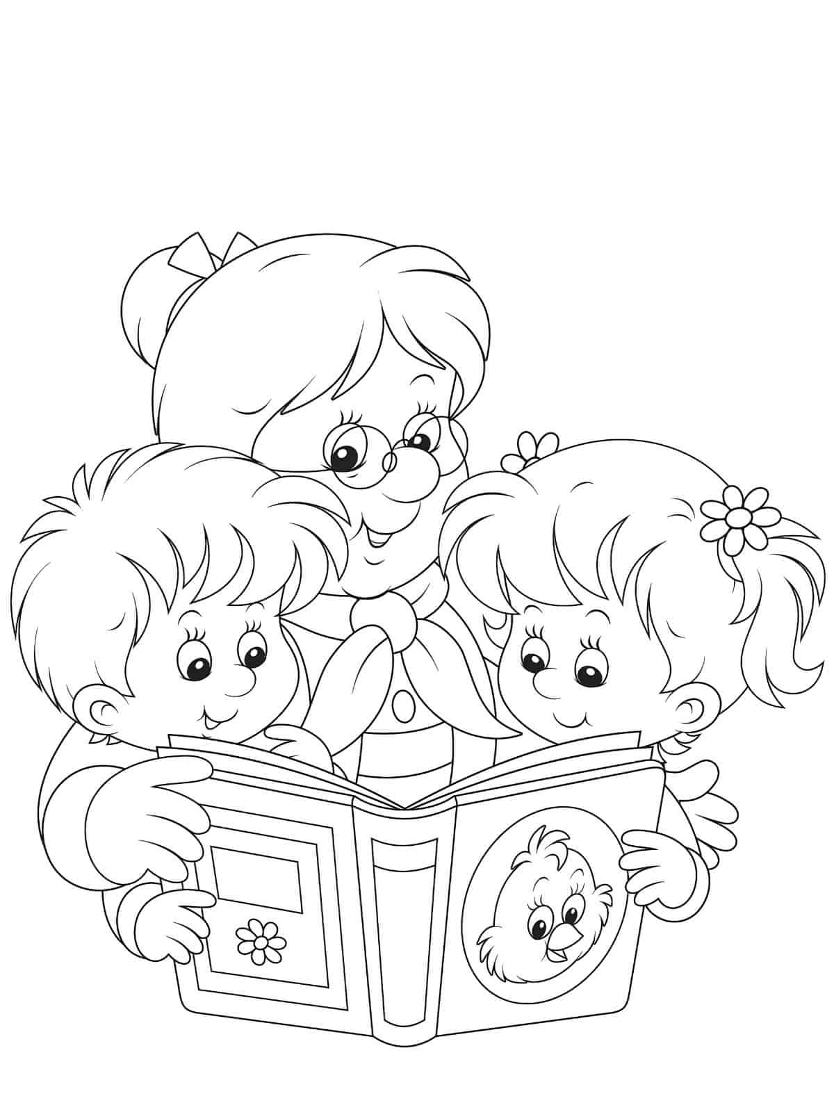 Grandparents Day Reading Coloring Page