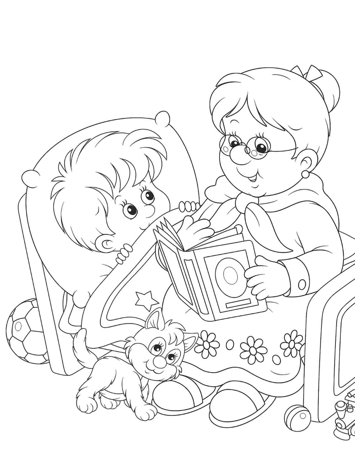 Grandparents Day Reading Coloring Pages