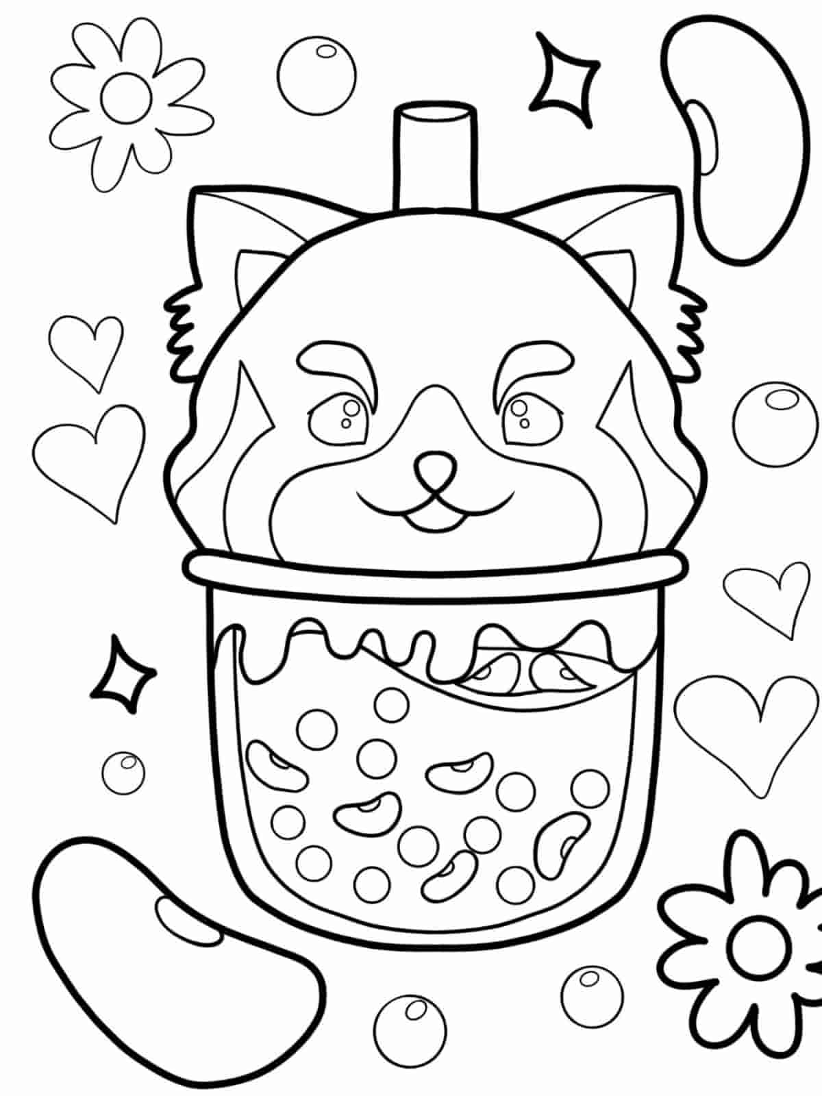 Happy Boba Tea Coloring Pages