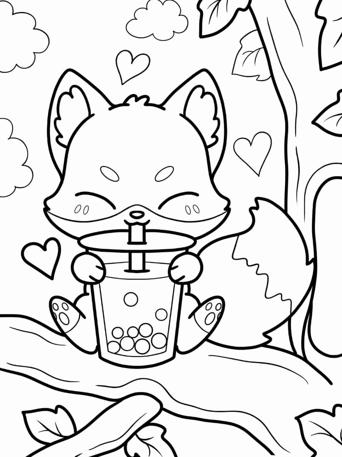 Happy Bubble Tea Coloring Pages