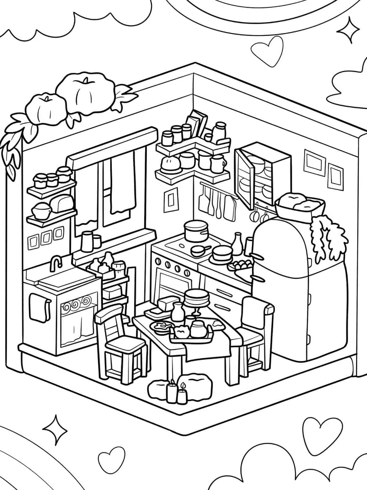 Happy Cozy Kitchen Coloring Pages