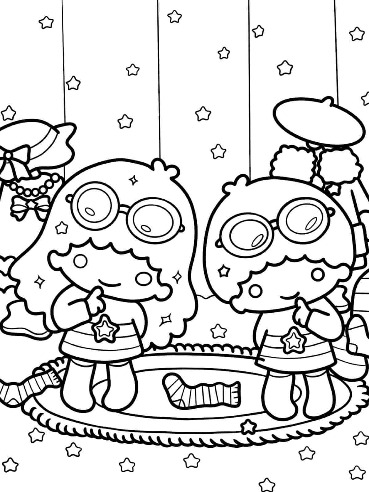 Happy Little Twin Stars Coloring Pages