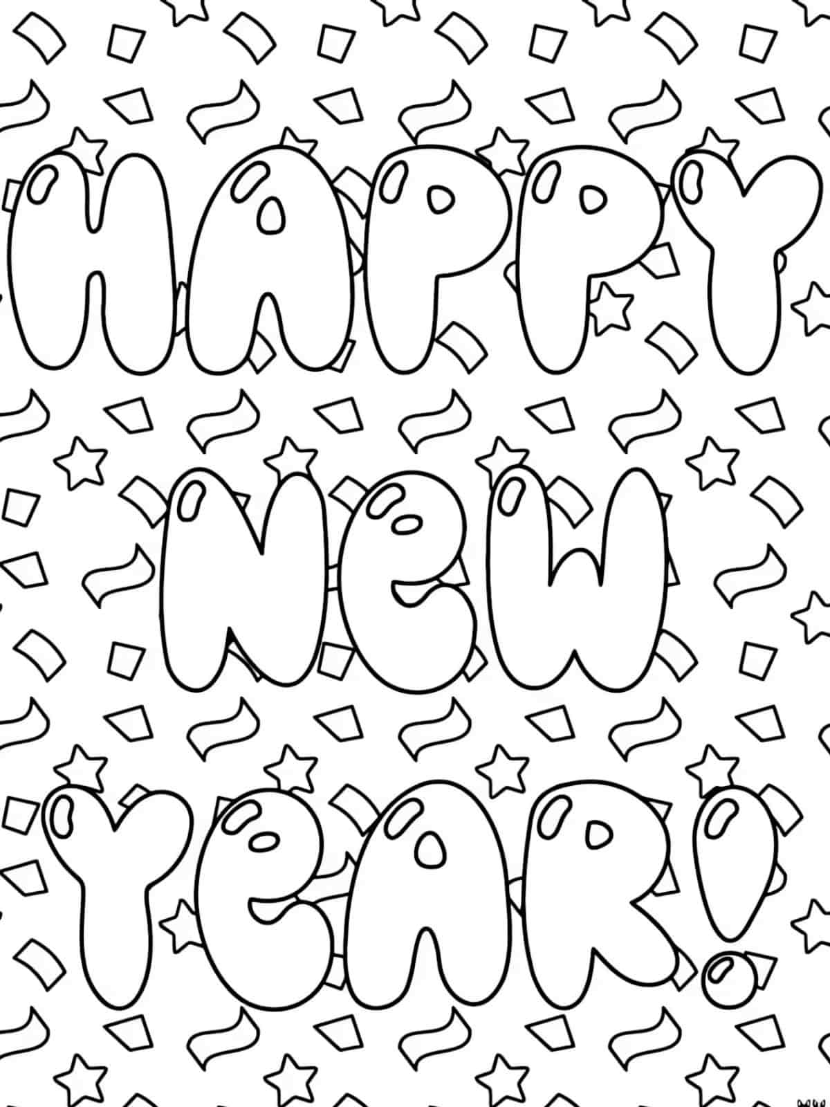 Happy New Year Coloring Pages For Kids