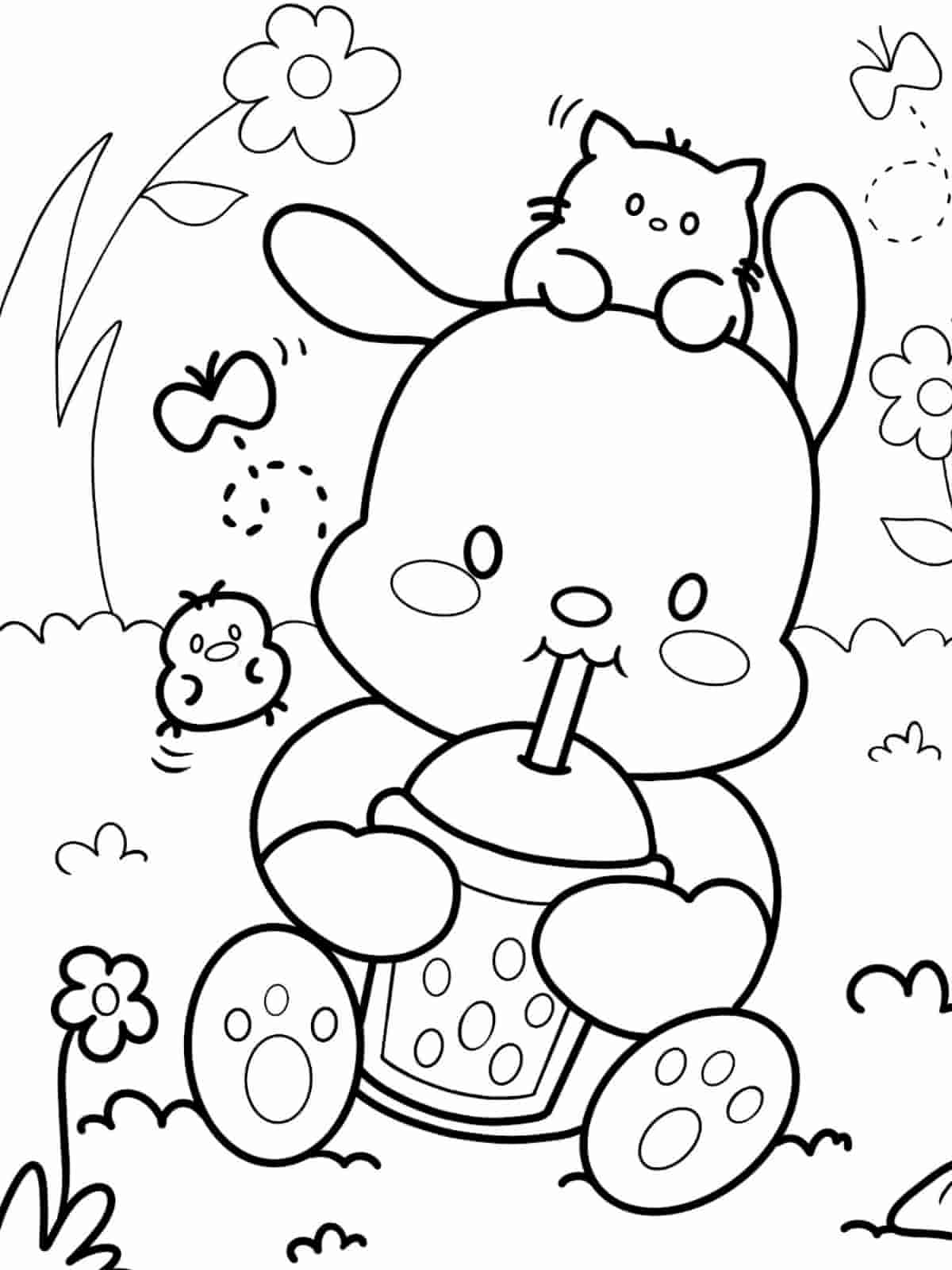 Happy Pochacco Coloring Pages