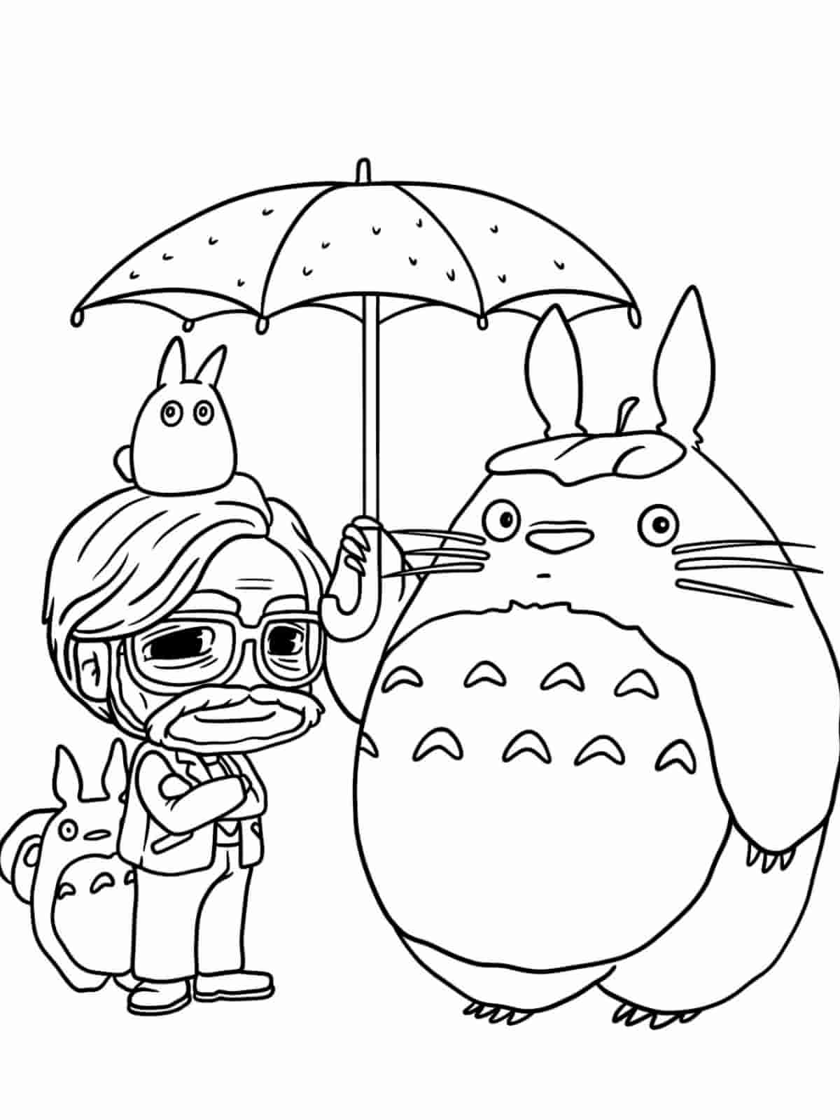 Happy Totoro Coloring Pages