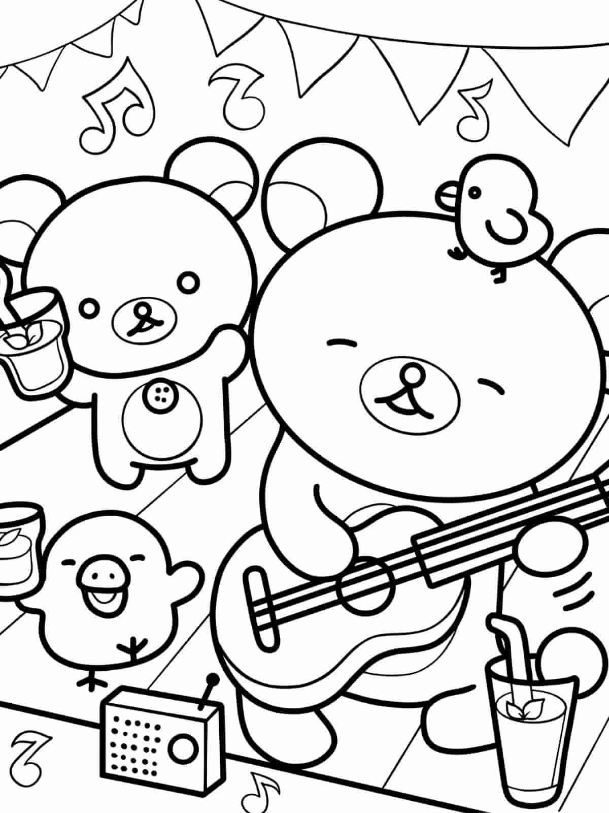 Holiday Rilakkuma Coloring Pages