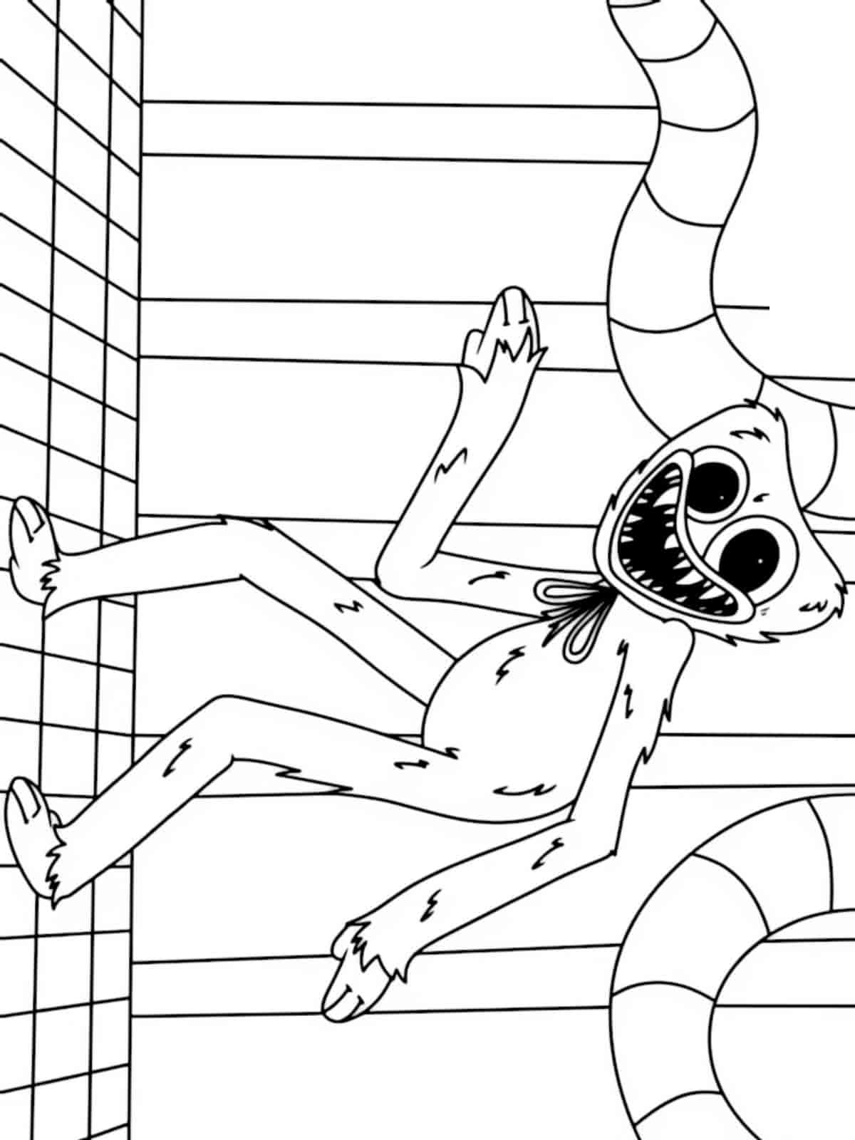 Huggy Wuggy Smiling Coloring Page