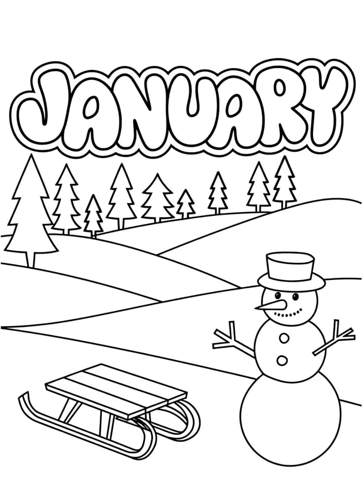 January Coloring Page Free