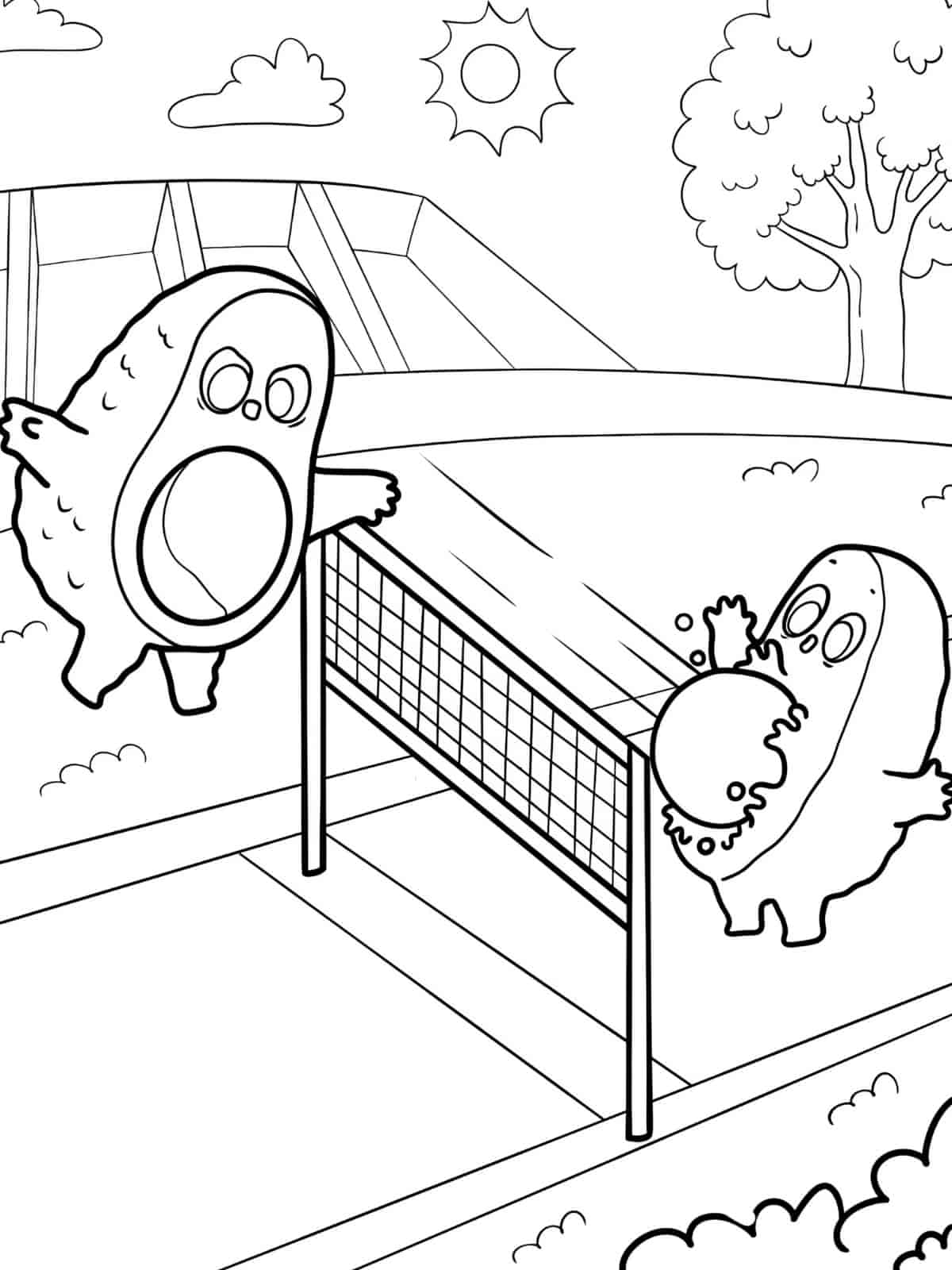 Kawaii Avocado Coloring Pages