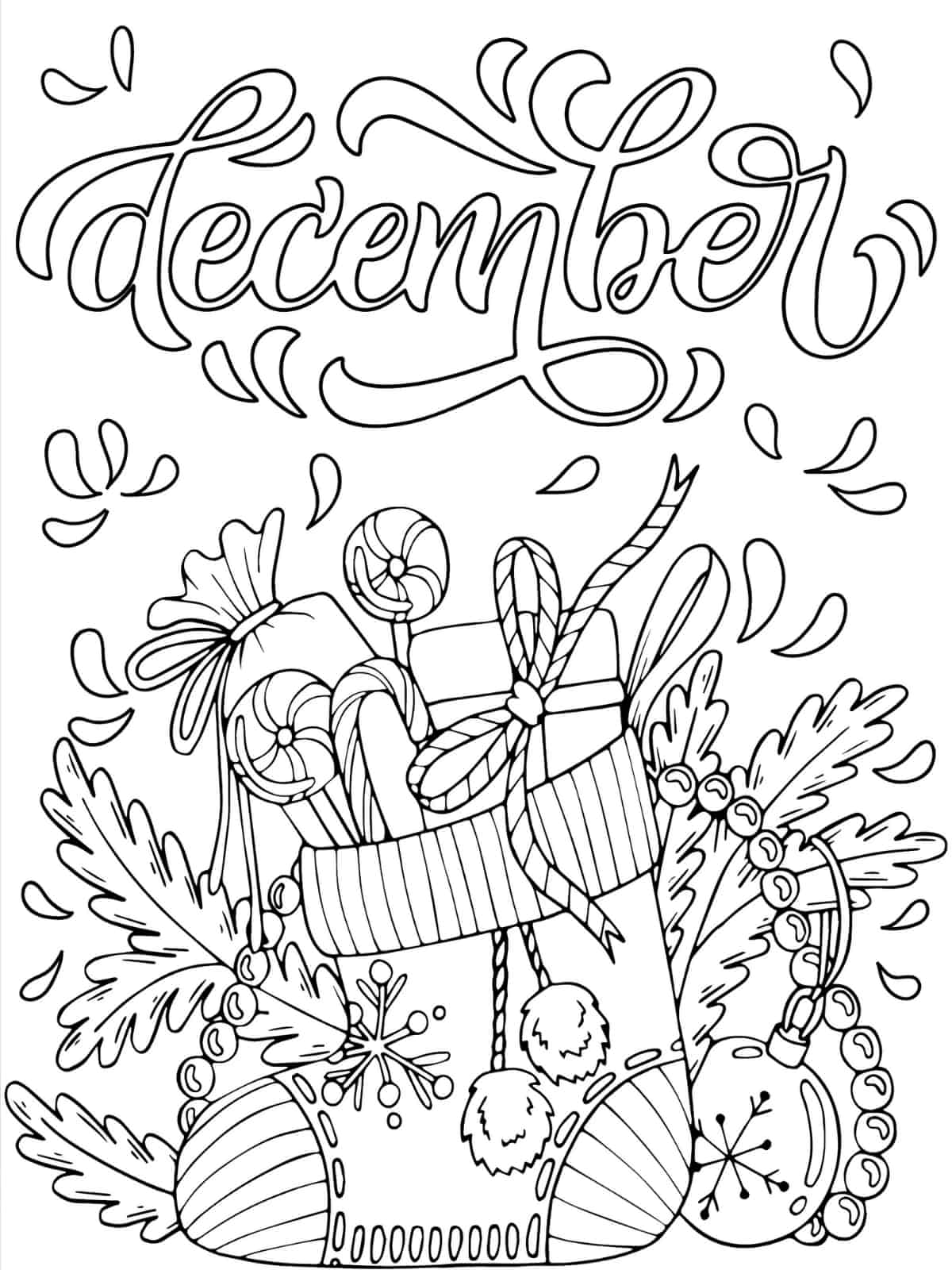 Kawaii Snow Flake December Coloring Pages