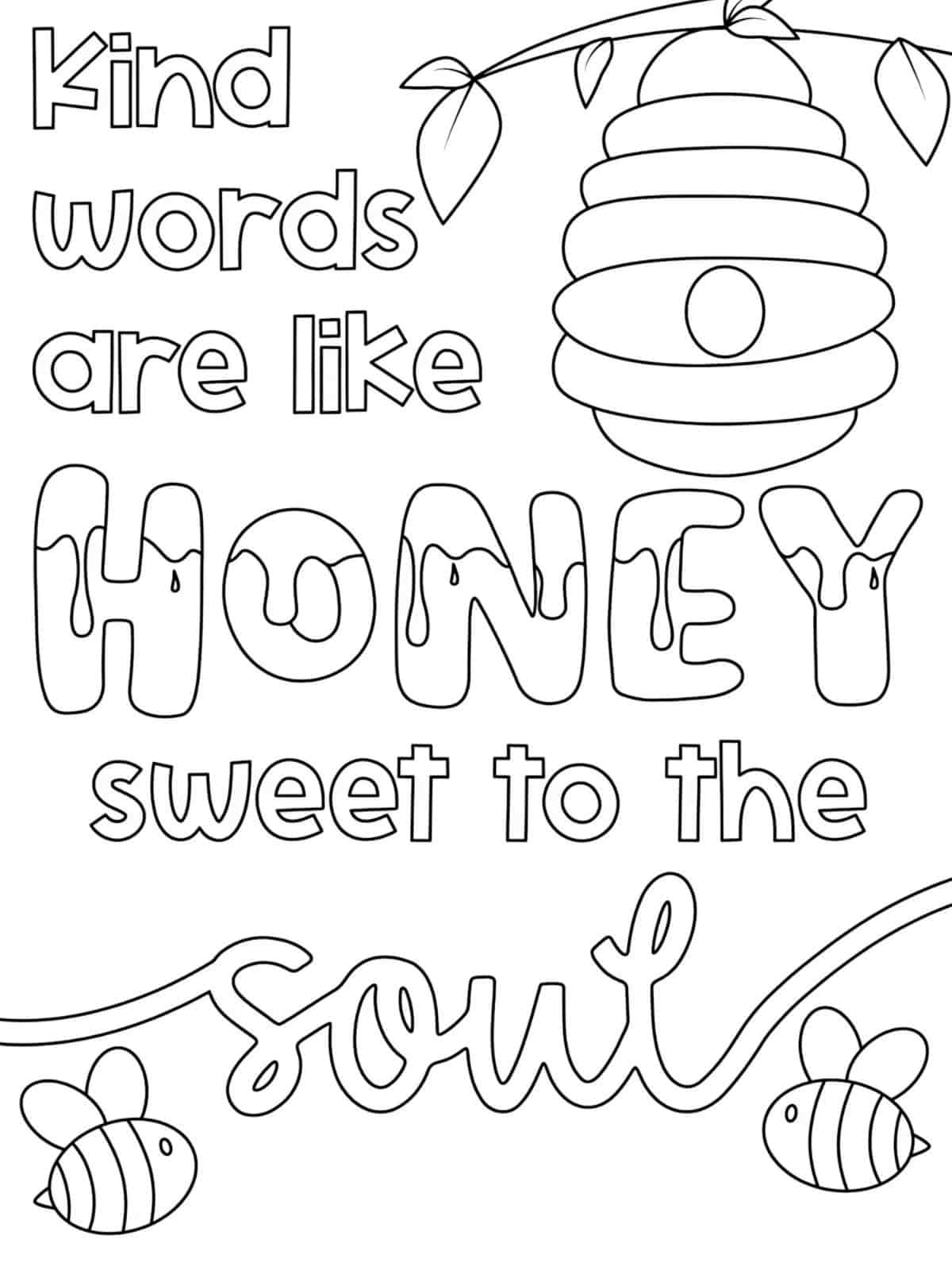 Kind Words Are Like Honey Coloring Pages