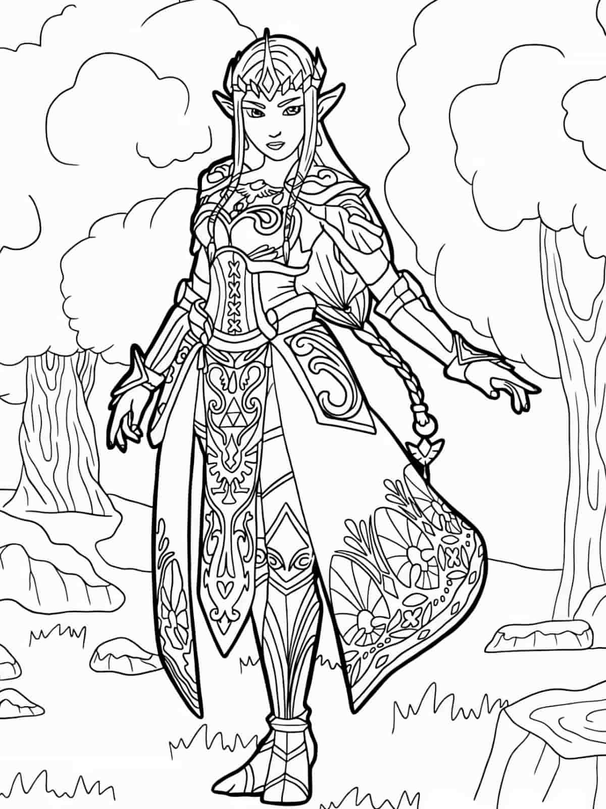 Link And Zelda Coloring Pages