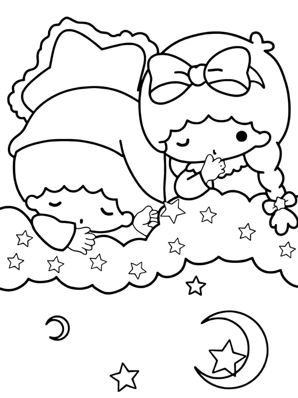 Little Twin Stars Angel Wings Coloring Pages