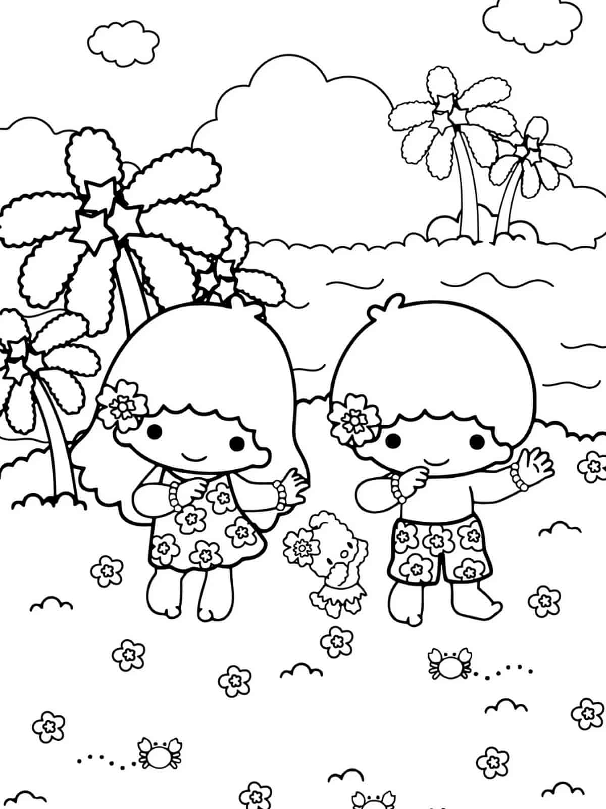 Little Twin Stars Balloons Coloring Pages