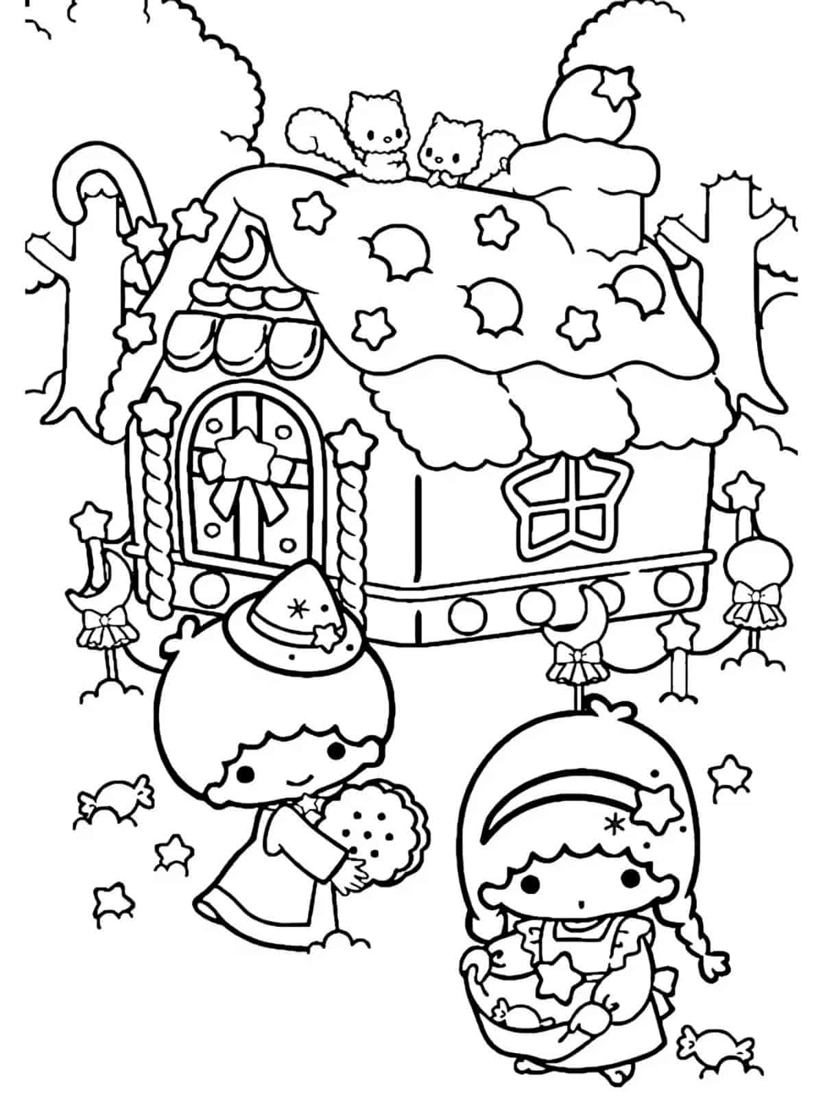 Little Twin Stars Birthday Coloring Pages