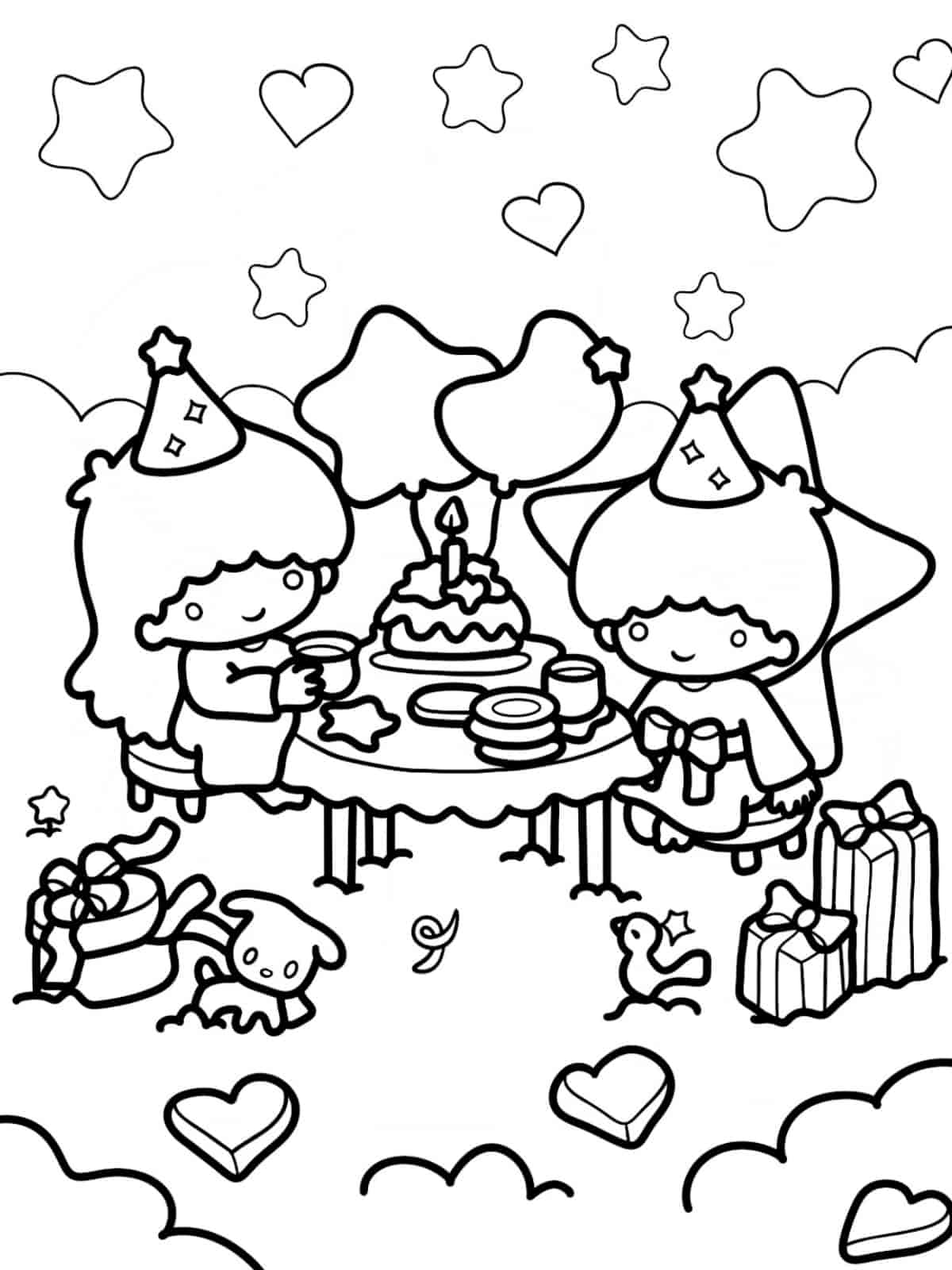 Little Twin Stars Flying Coloring Pages