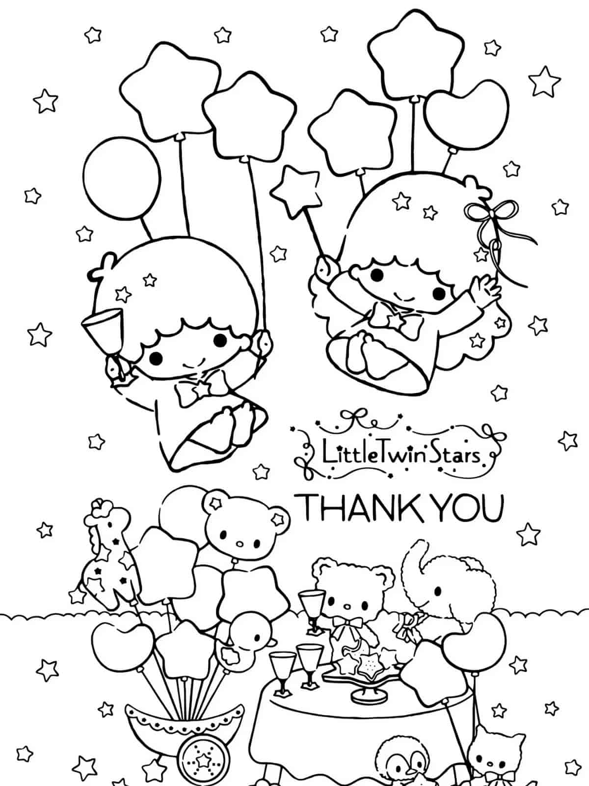 Little Twin Stars Friendship Coloring Pages