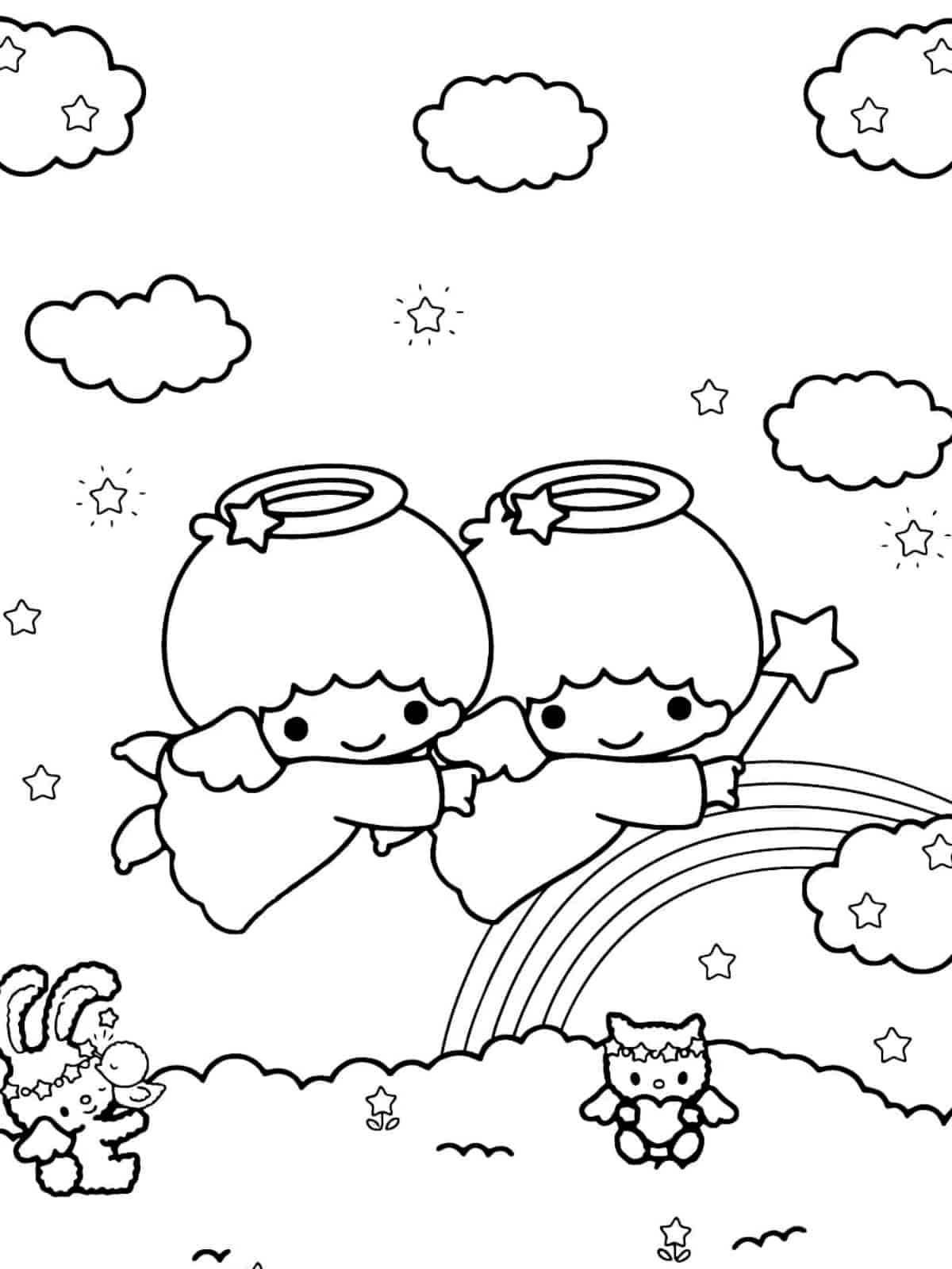 Little Twin Stars Magic Wand Coloring Pages