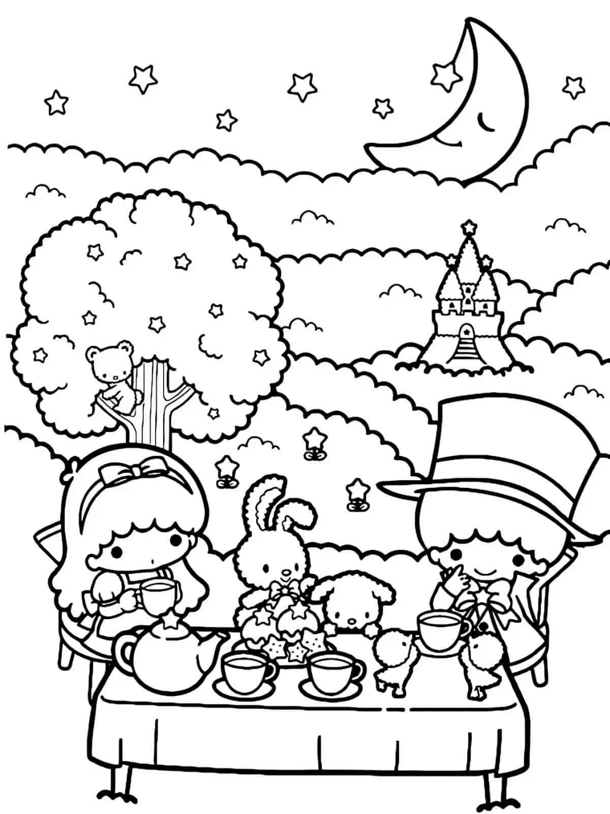 Little Twin Stars Sleeping Coloring Pages