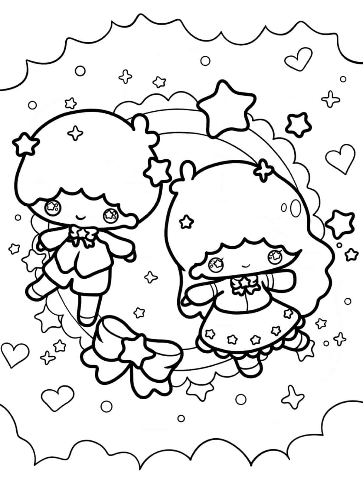 Little Twin Stars Unicorn Coloring Pages