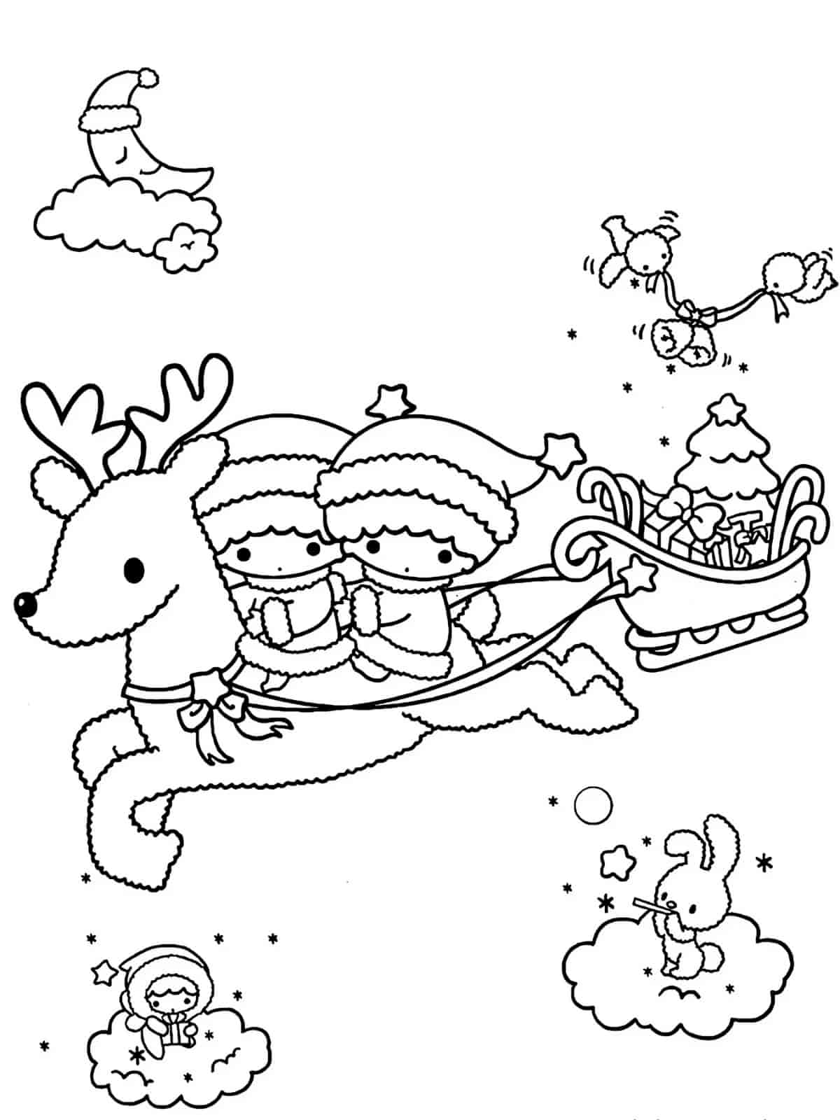 Little Twin Stars With Stars Coloring Pages