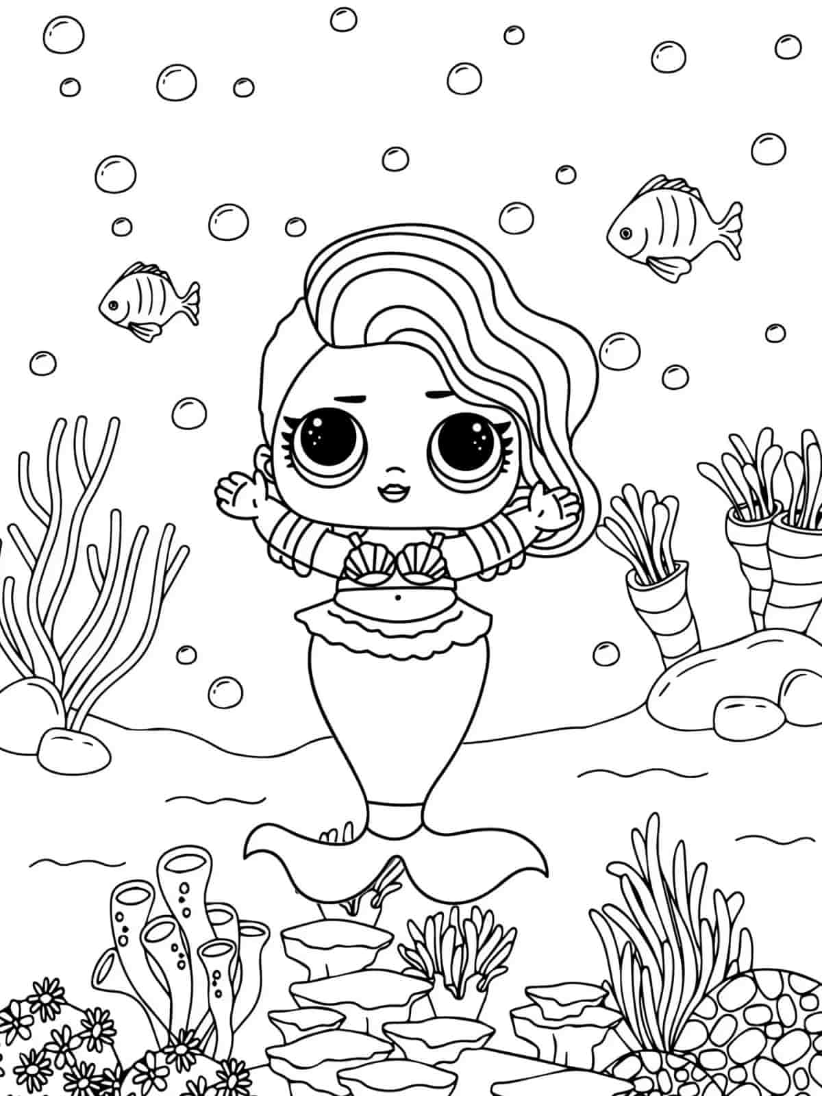 Lol Surprise Mermaid In Ocean Coloring Pages