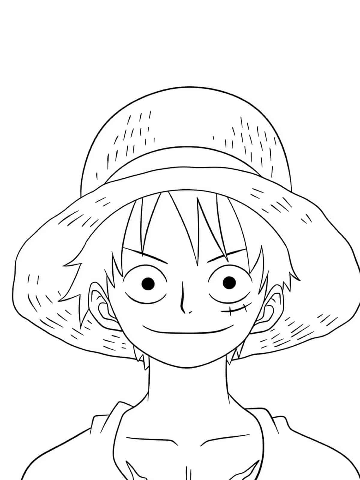 Luffy Wearing Straw Hat Coloring Page