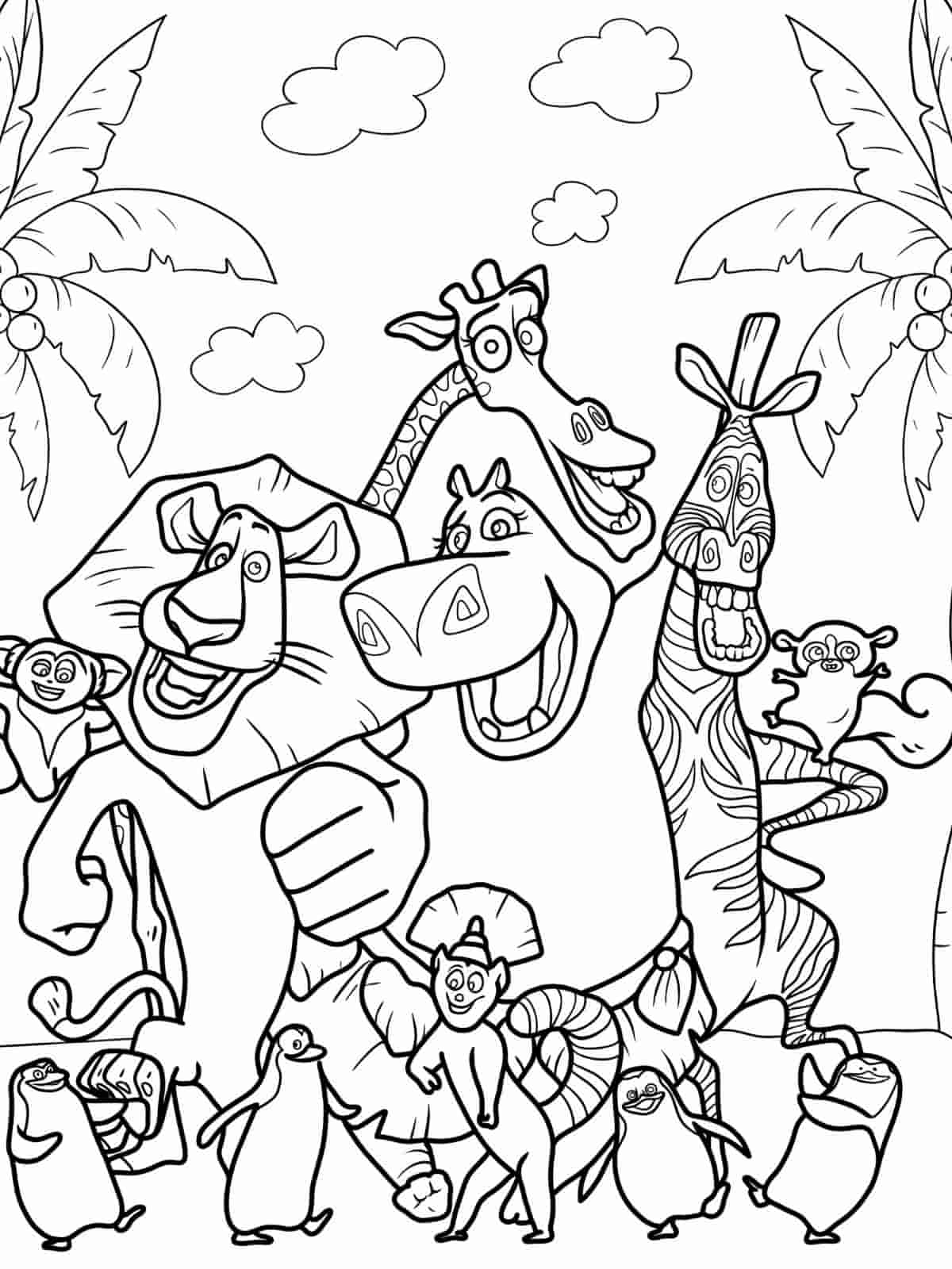 Madagascar Coloring Pages With Comical Animals